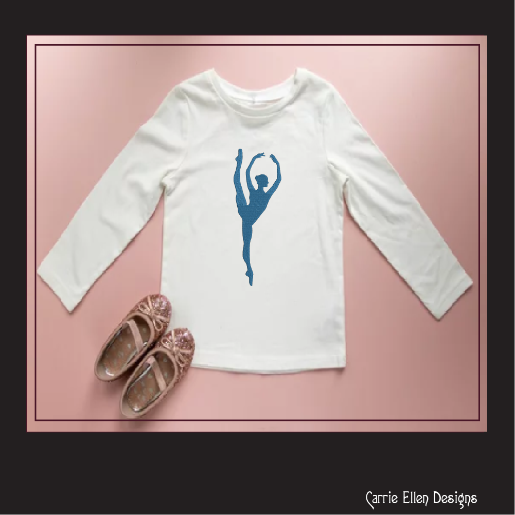 Ballerina Machine Embroidery Design – Dancer Silhouette Pattern, 6 Sizes (1228)