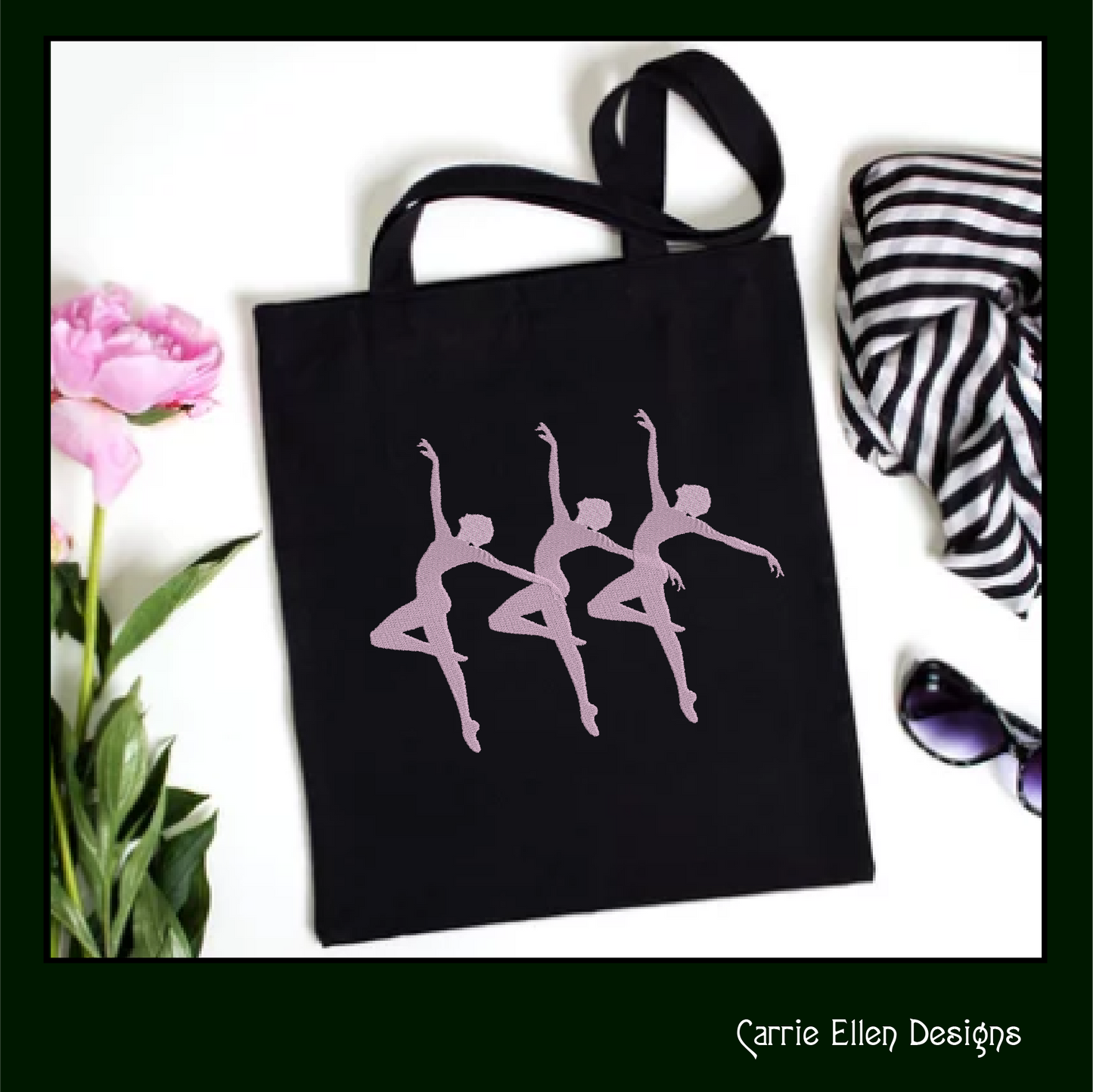 Ballerina Machine Embroidery Design – Dancer Silhouette Pattern, 6 Sizes (1229)