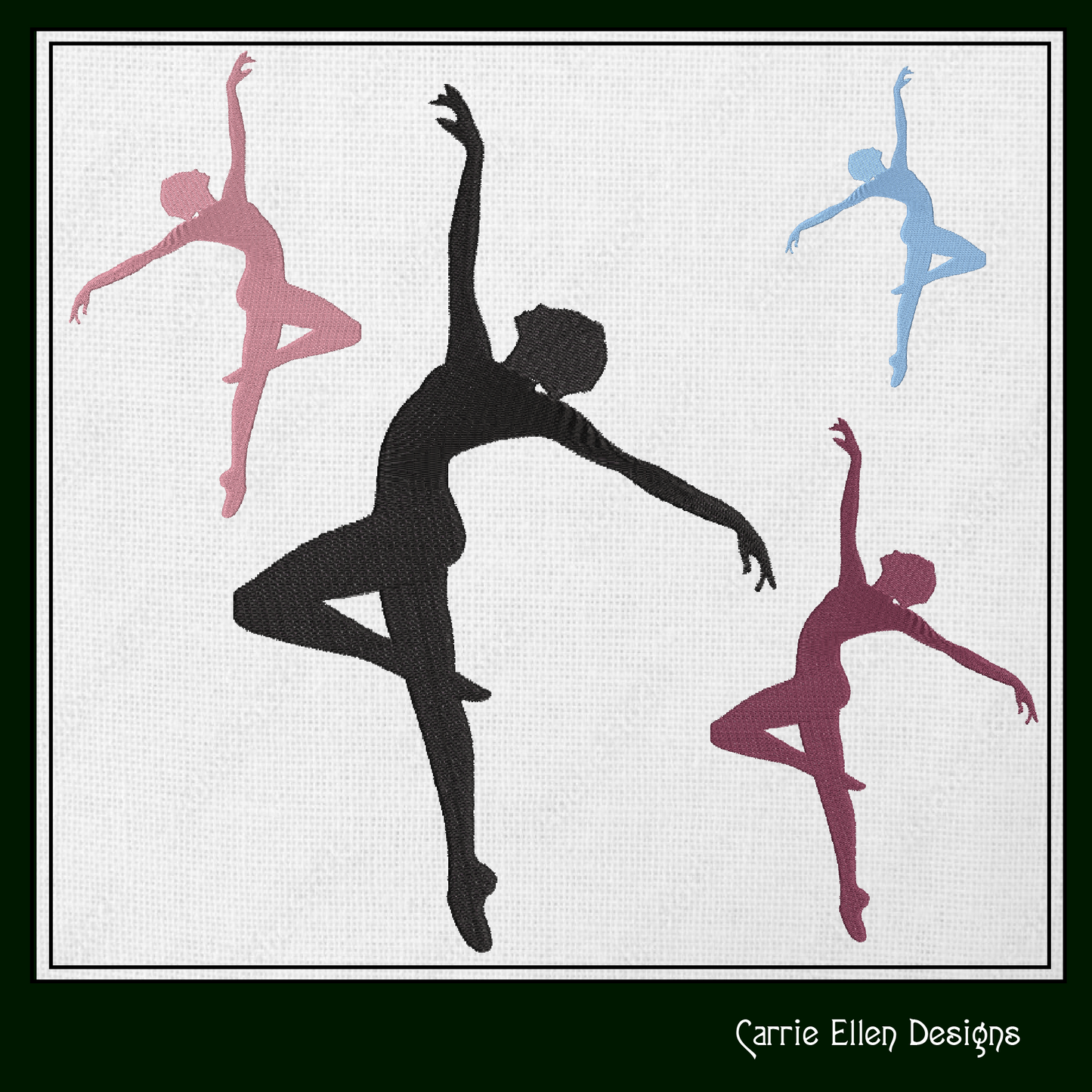 Ballerina Machine Embroidery Design – Dancer Silhouette Pattern, 6 Sizes (1229)