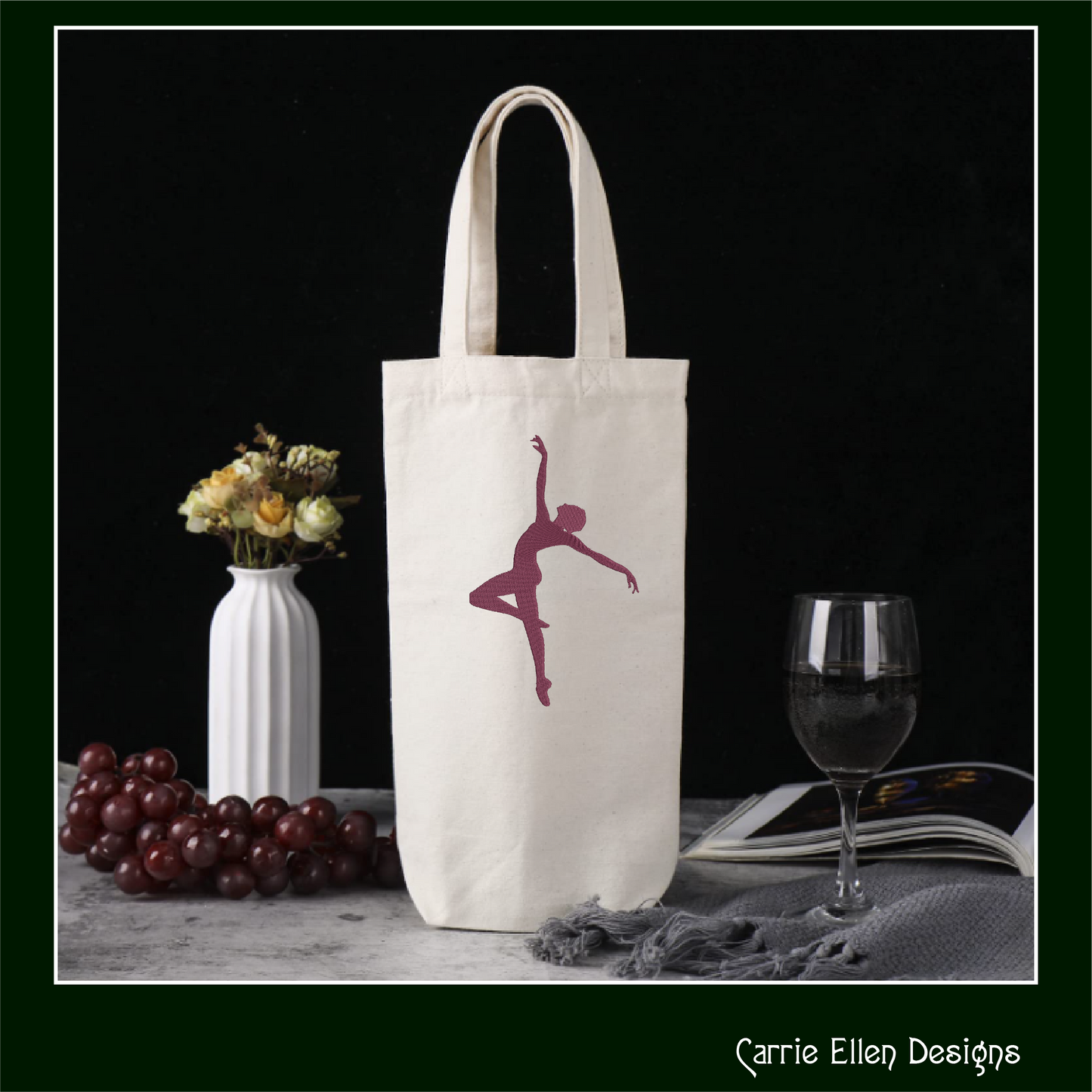 Ballerina Machine Embroidery Design – Dancer Silhouette Pattern, 6 Sizes (1229)
