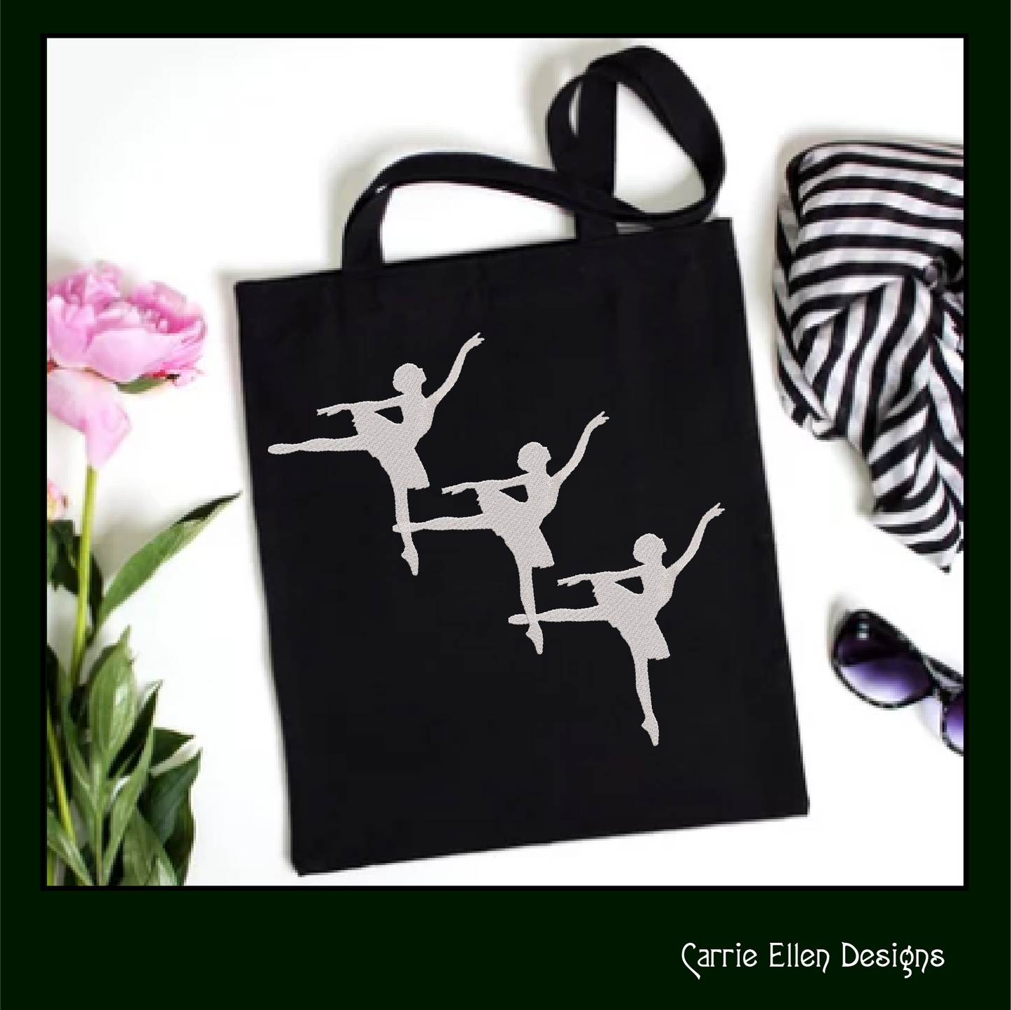Ballerina Machine Embroidery Design – Dancer Silhouette Pattern, 6 Sizes (1230)