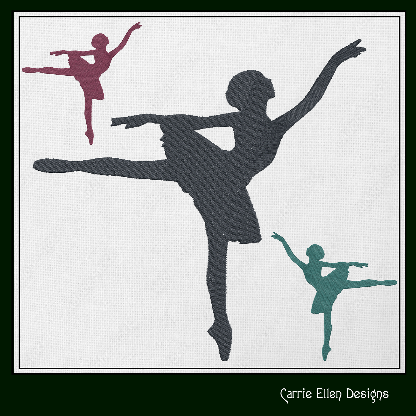 Ballerina Machine Embroidery Design – Dancer Silhouette Pattern, 6 Sizes (1230)