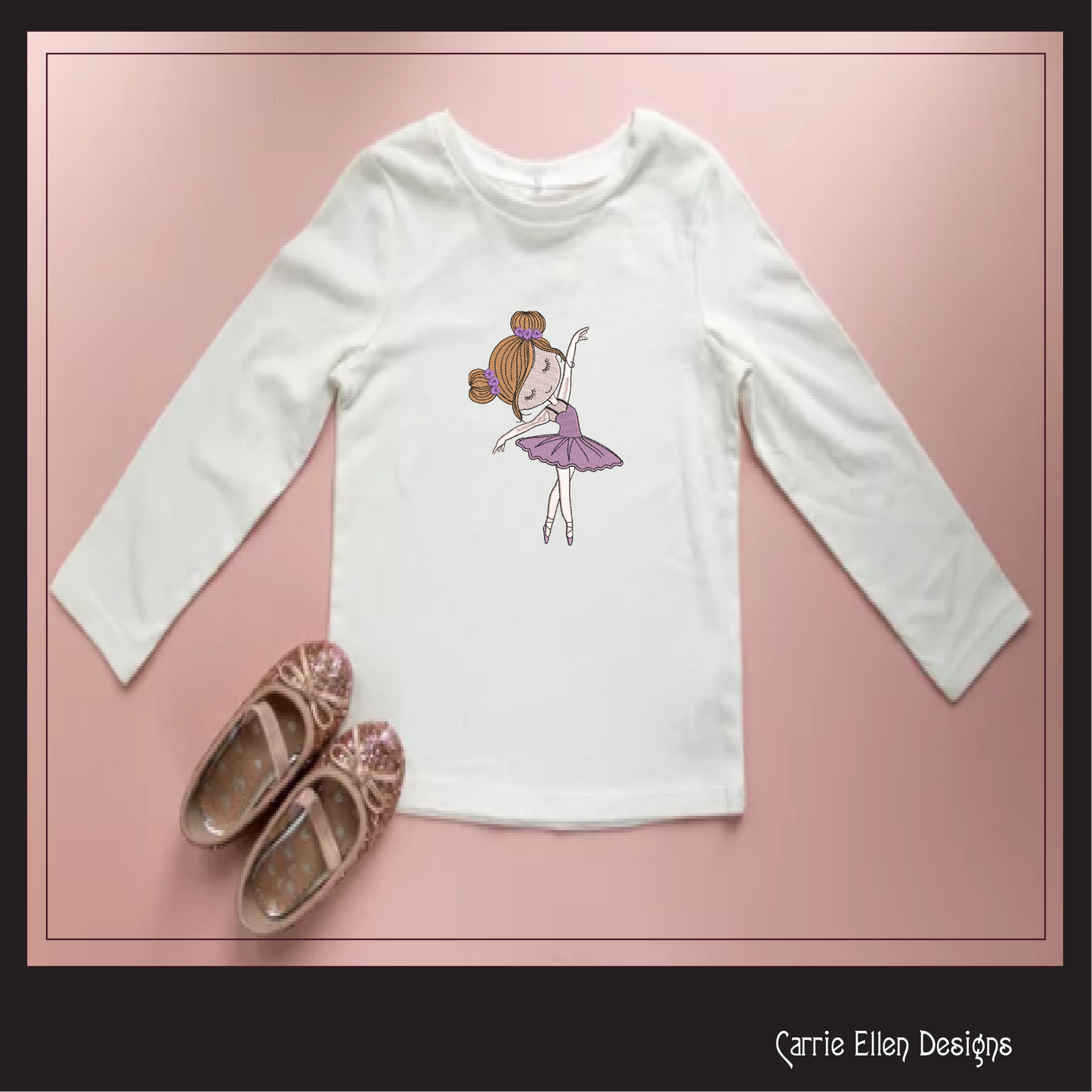Ballerina Machine Embroidery Design, Dancer Ballet Drawing Design, Kids Design Gift, 6 Sizes (1455)