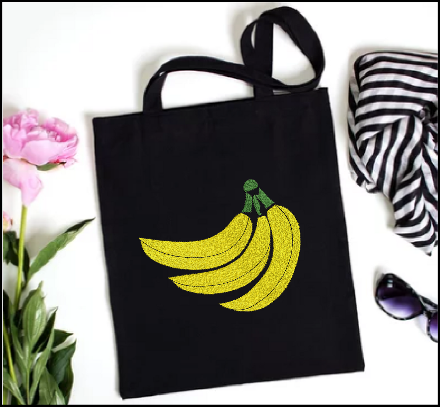 Banana Bunch Machine Embroidery Design | Summer Fruit Artistic Drawing | Fruits and Vegetables Design | 8 Sizes (0943)
