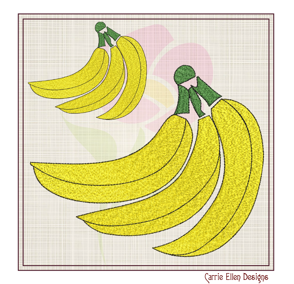 Banana Bunch Machine Embroidery Design | Summer Fruit Artistic Drawing | Fruits and Vegetables Design | 8 Sizes (0943)