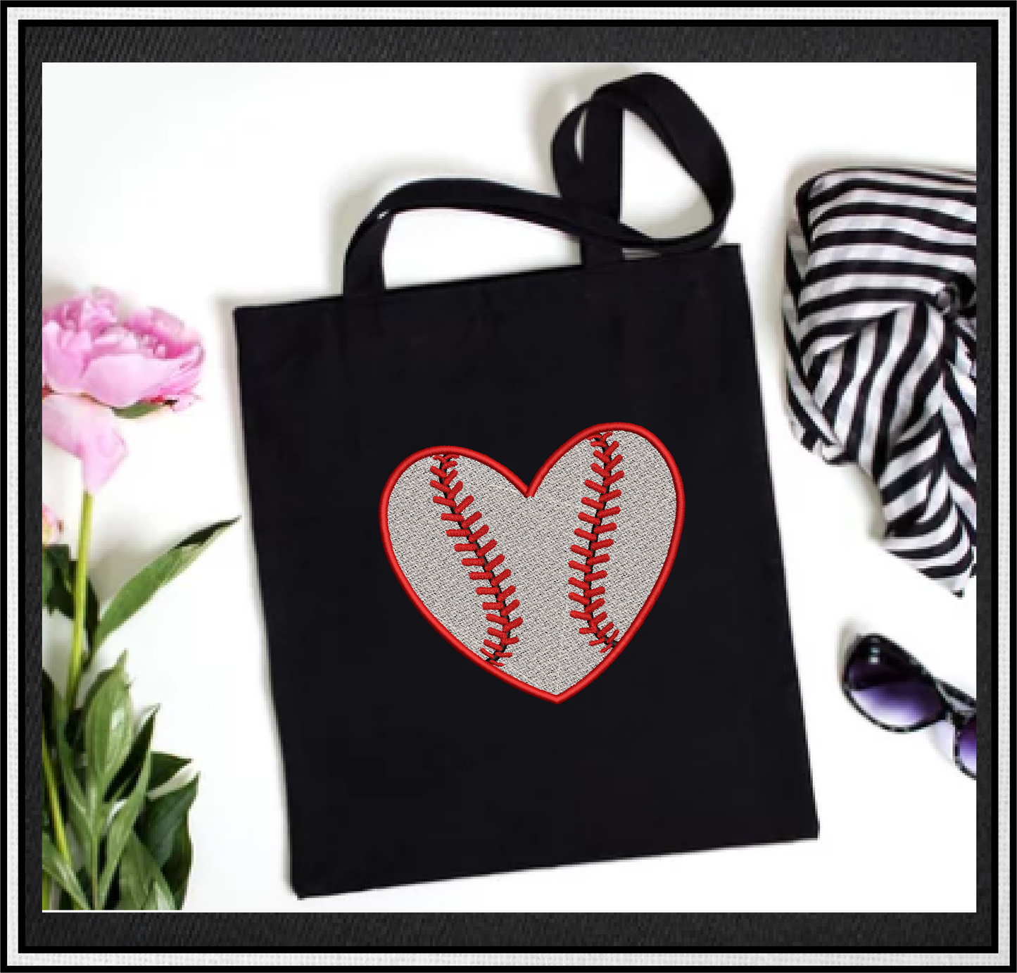 Baseball Heart Machine Embroidery Design, Softball Embroidery Design, Sport Enthusiast Design, 8 Sizes (0380)