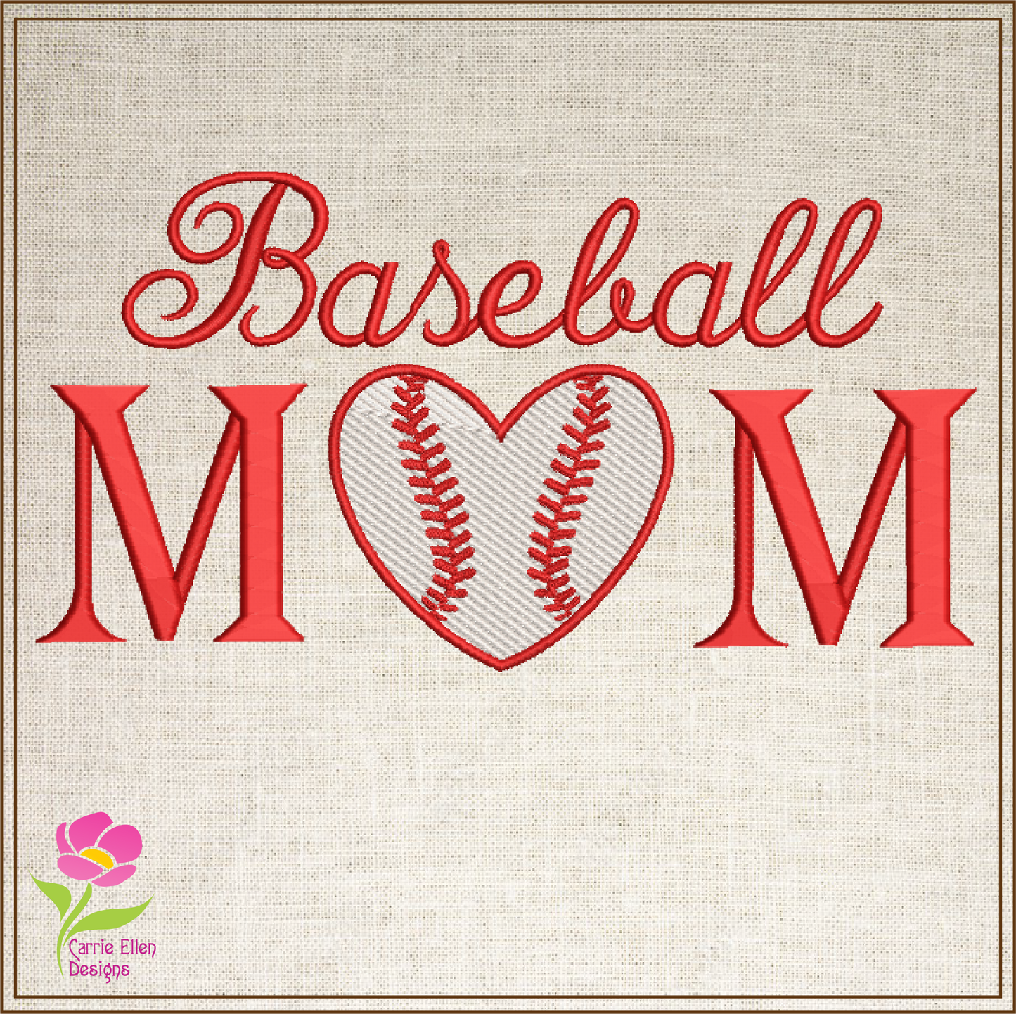 Baseball Mom Machine Embroidery Design – Sports Mom Baseball Embroidery – 8 Sizes (0283)
