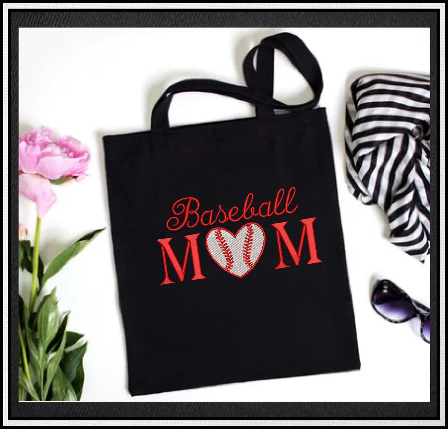 Baseball Mom Machine Embroidery Design – Sports Mom Baseball Embroidery – 8 Sizes (0283)
