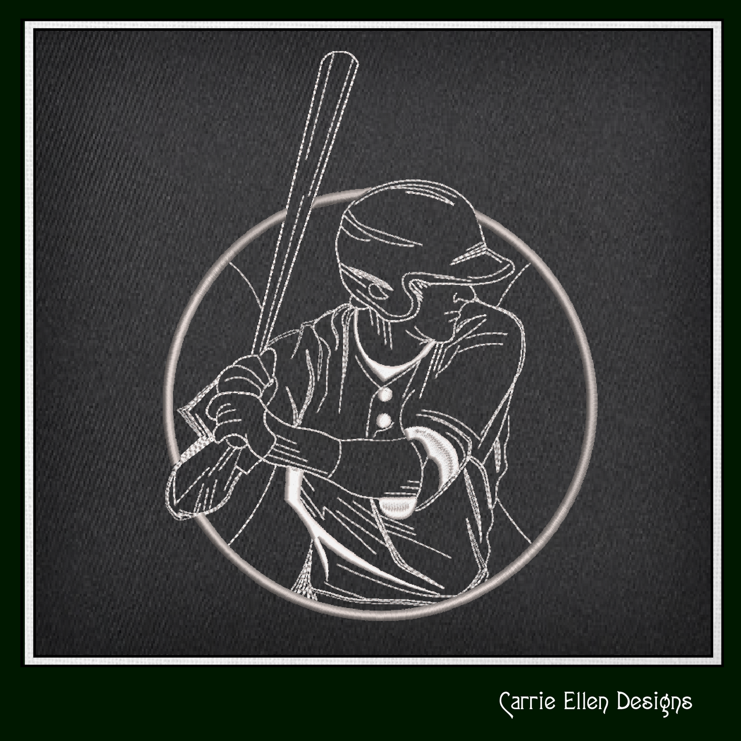 Baseball Player Line Art Machine Embroidery Design – Batter Up Sports Lover Outline – 6 Sizes (1550)