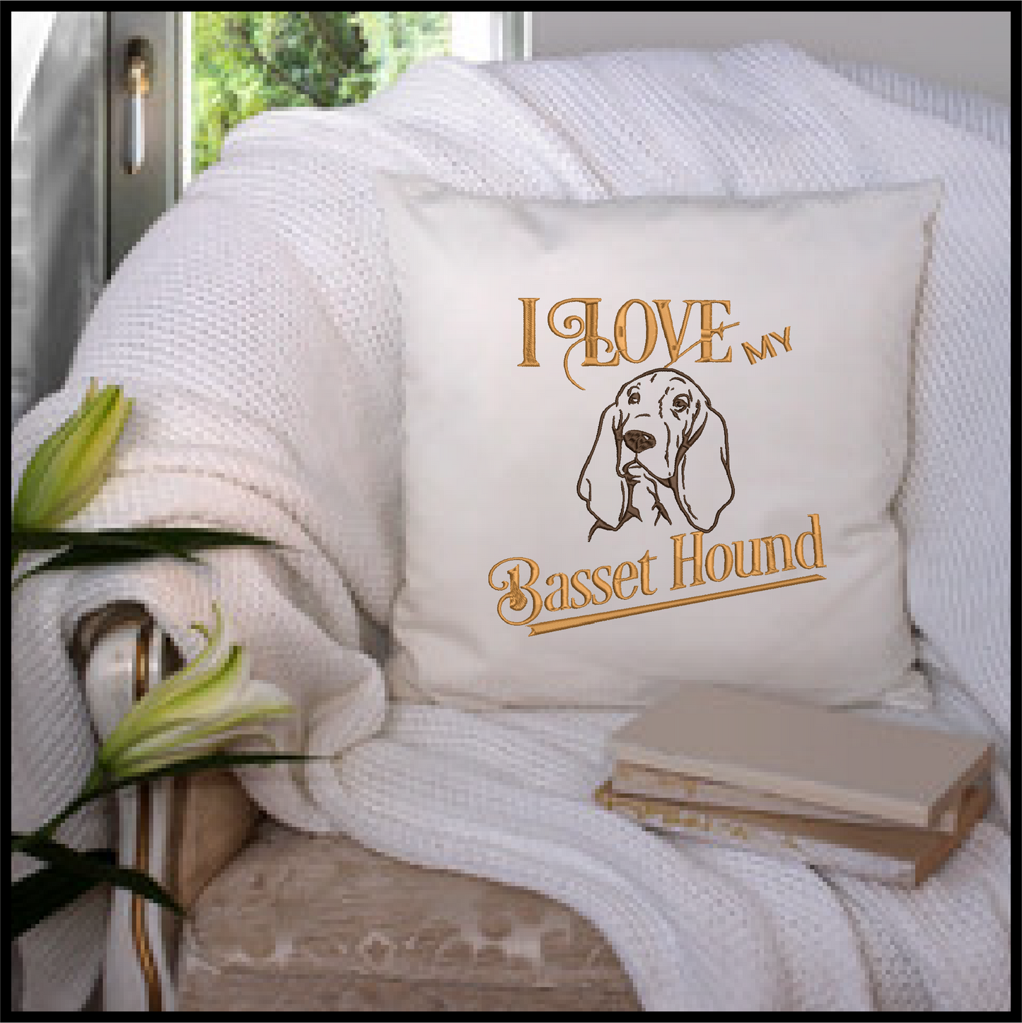 I Love My Bassett Hound Machine Embroidery Design – Pet Dog Pattern, Dog Lover, 10 Sizes (0512)
