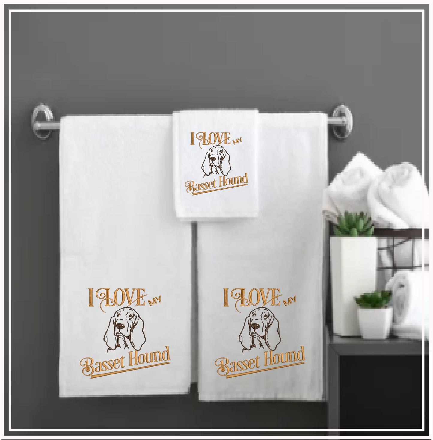 I Love My Bassett Hound Machine Embroidery Design – Pet Dog Pattern, Dog Lover, 10 Sizes (0512)