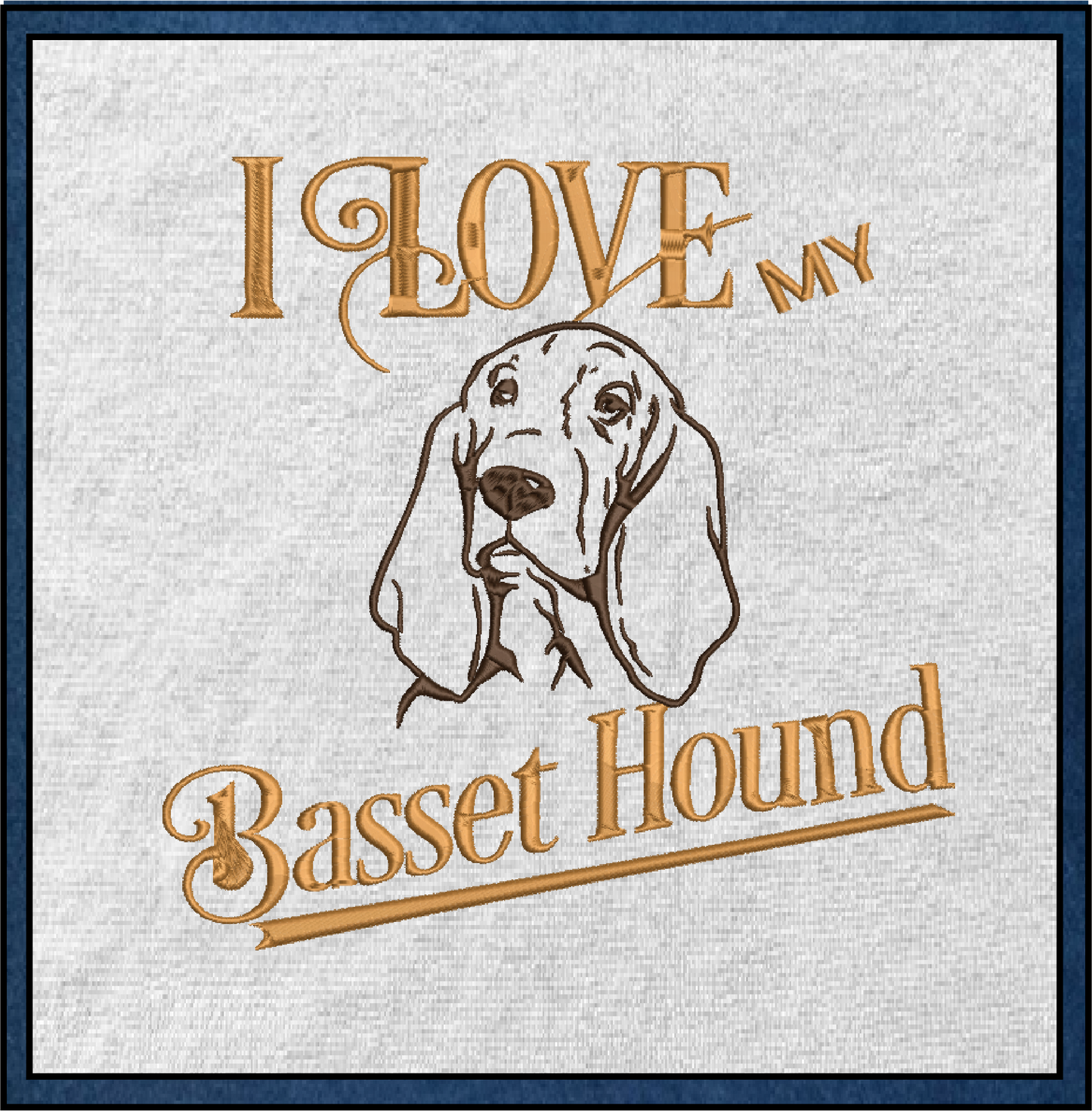 I Love My Bassett Hound Machine Embroidery Design – Pet Dog Pattern, Dog Lover, 10 Sizes (0512)