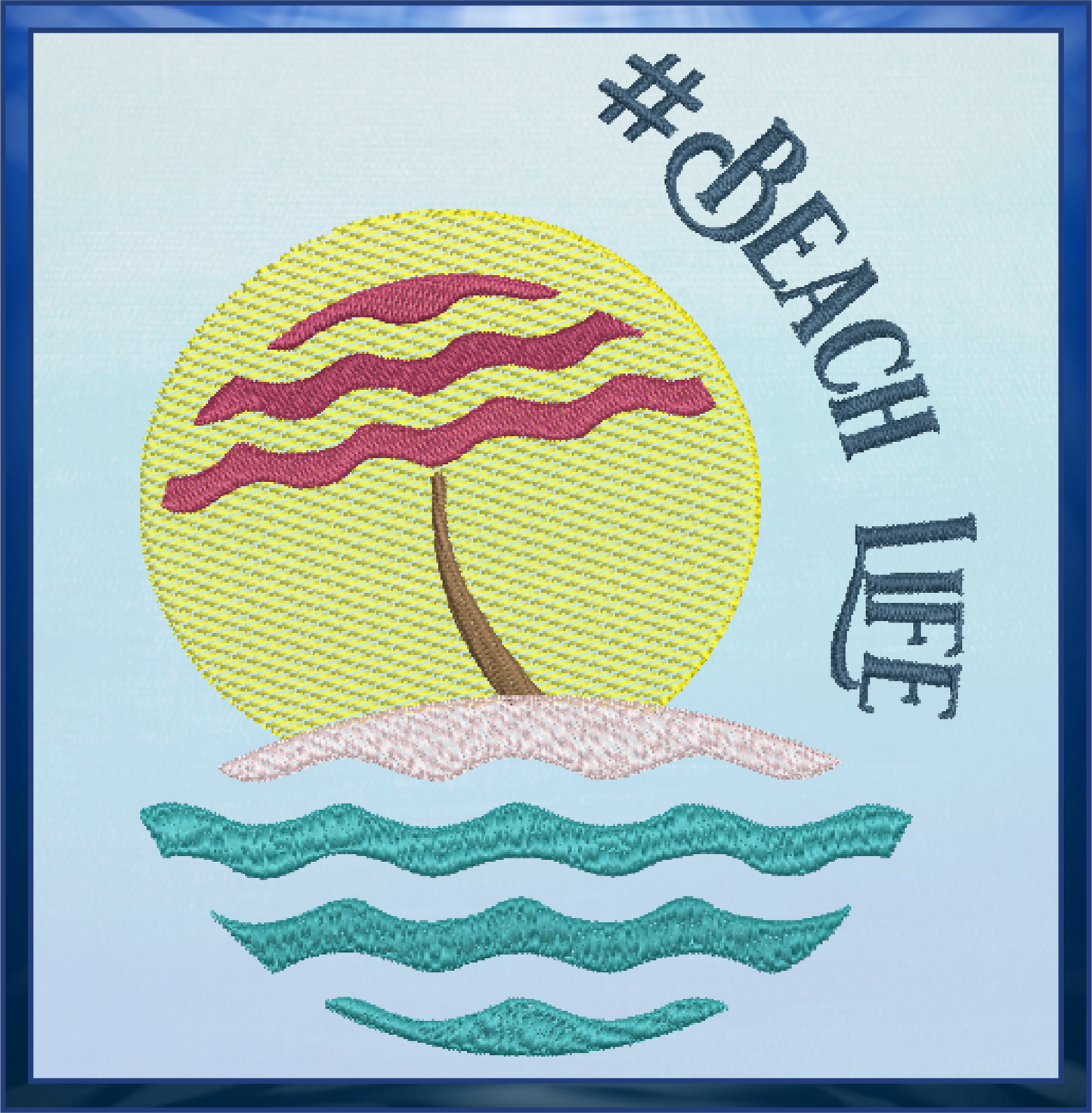 Beach Life Machine Embroidery Design, Beach Scene Embroidery Design, Summer Embroidery Design, Beach Umbrella, Island Design, 4 Sizes (0469)