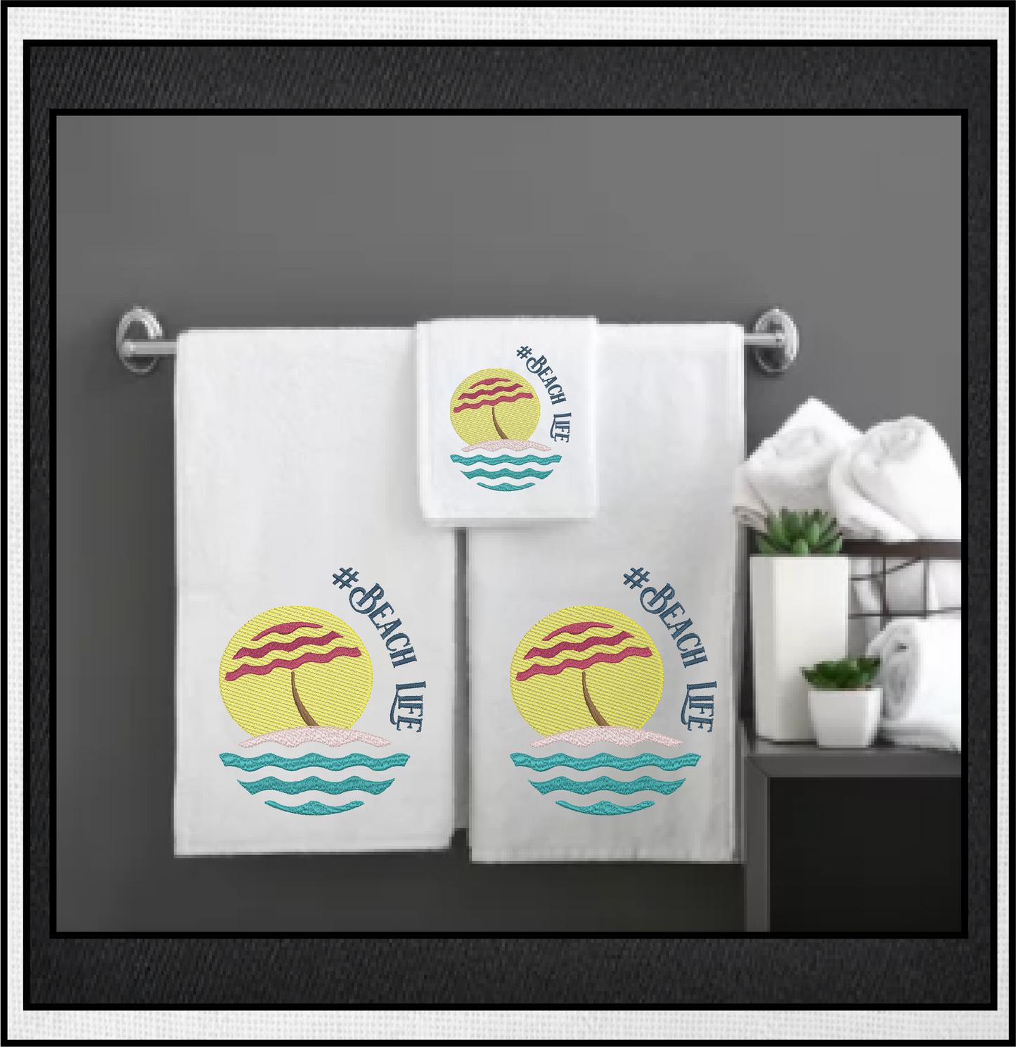 Beach Life Machine Embroidery Design, Beach Scene Embroidery Design, Summer Embroidery Design, Beach Umbrella, Island Design, 4 Sizes (0469)
