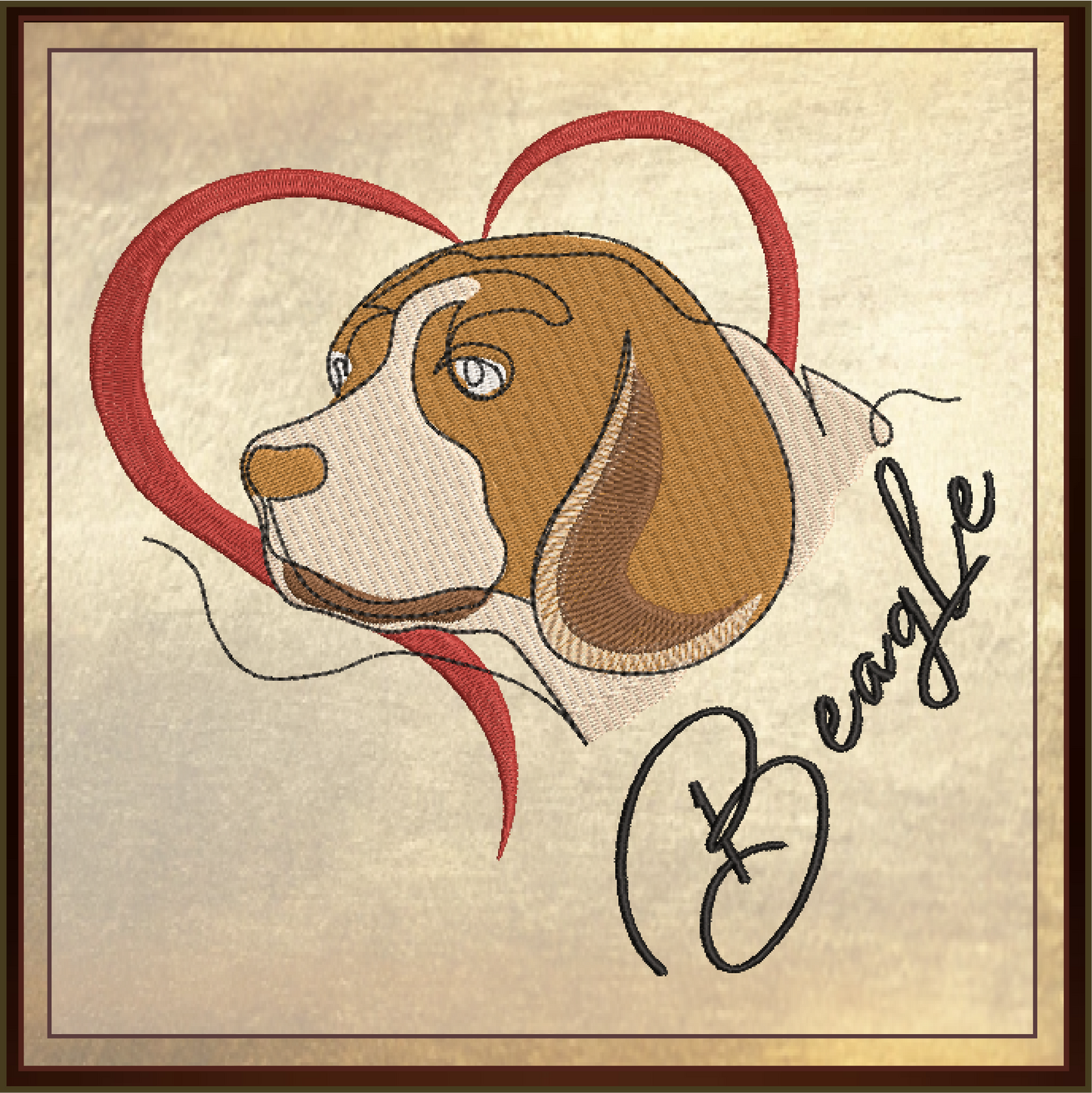 Beagle Love Machine Embroidery Design | Pet Dog with Heart | Dog Lover Animal Embroidery | 6 Sizes (0741)