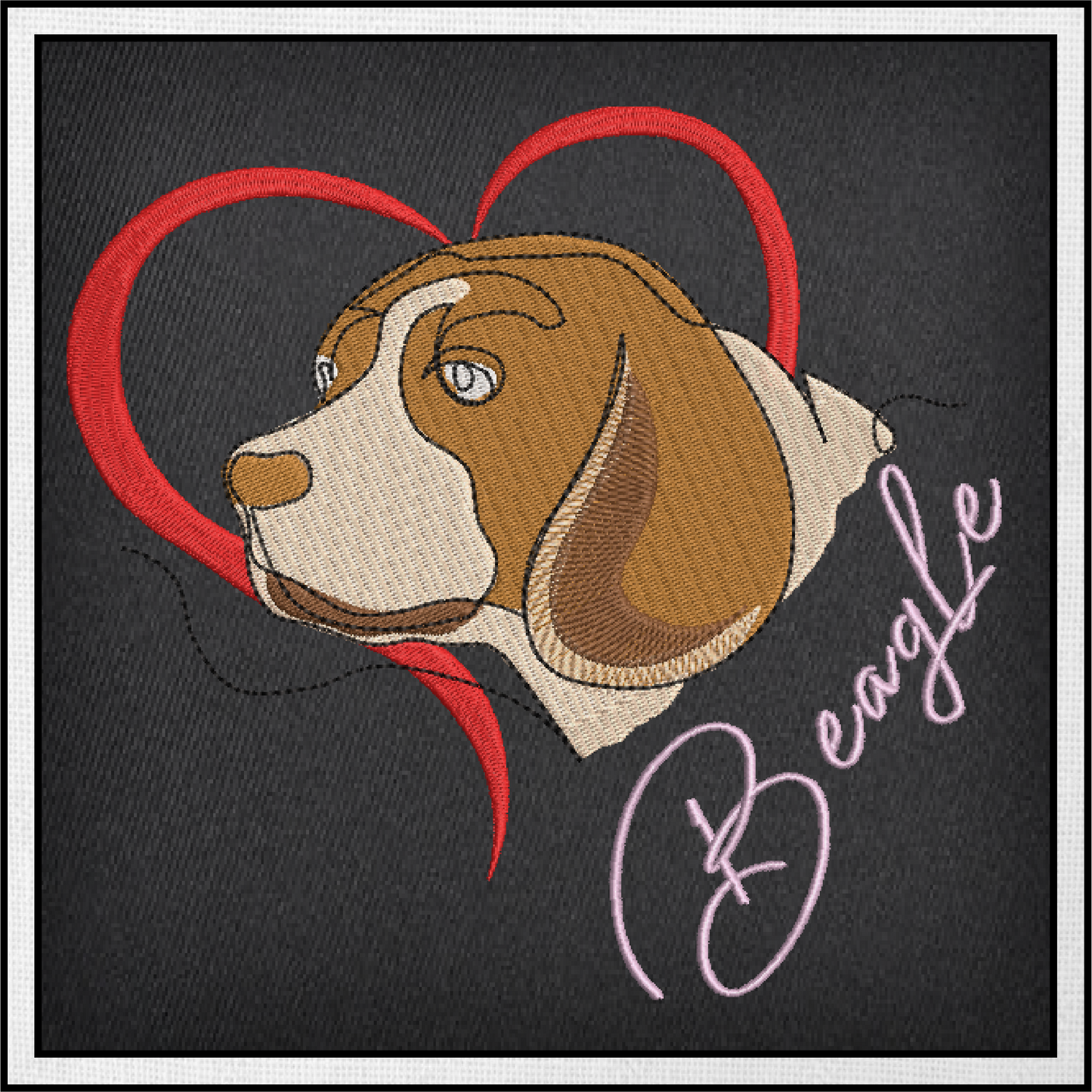 Beagle Love Machine Embroidery Design | Pet Dog with Heart | Dog Lover Animal Embroidery | 6 Sizes (0741)