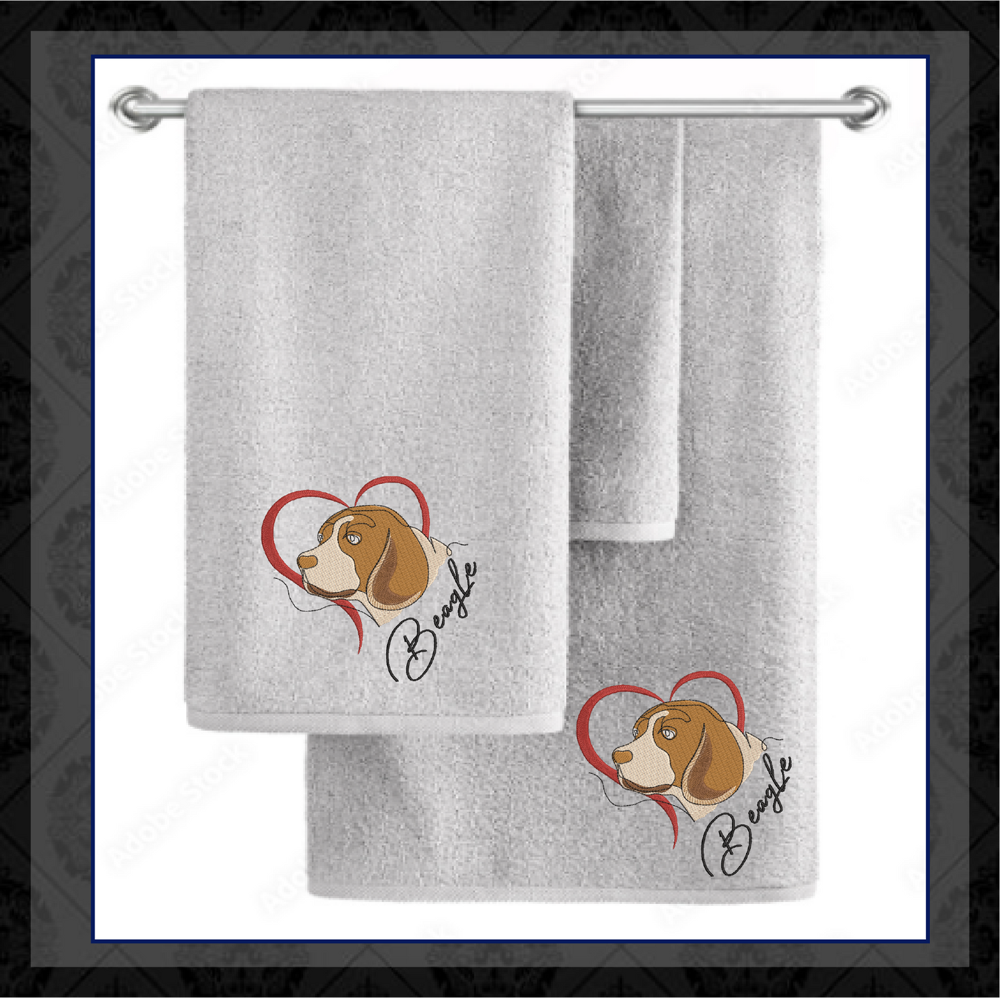 Beagle Love Machine Embroidery Design | Pet Dog with Heart | Dog Lover Animal Embroidery | 6 Sizes (0741)