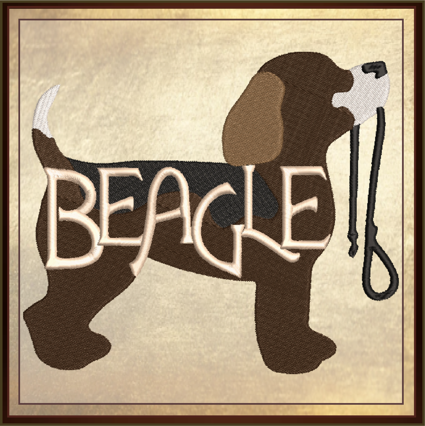 Beagle Puppy Machine Embroidery Design | Puppy with Leash | Dog Lover Animal Pet Embroidery | 6 Sizes (0744)