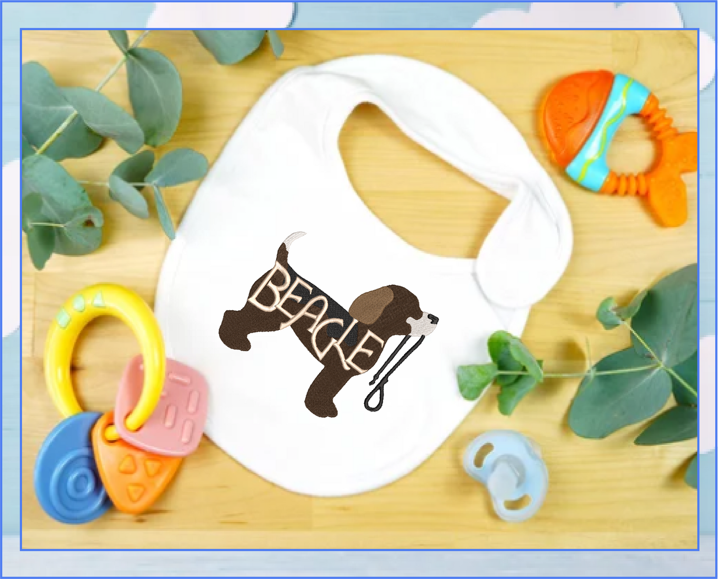 Beagle Puppy Machine Embroidery Design | Puppy with Leash | Dog Lover Animal Pet Embroidery | 6 Sizes (0744)