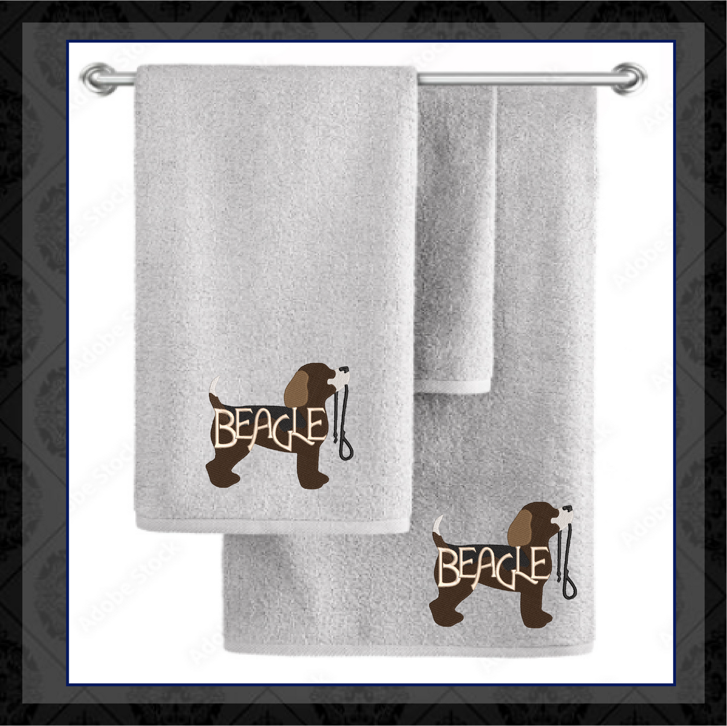 Beagle Puppy Machine Embroidery Design | Puppy with Leash | Dog Lover Animal Pet Embroidery | 6 Sizes (0744)