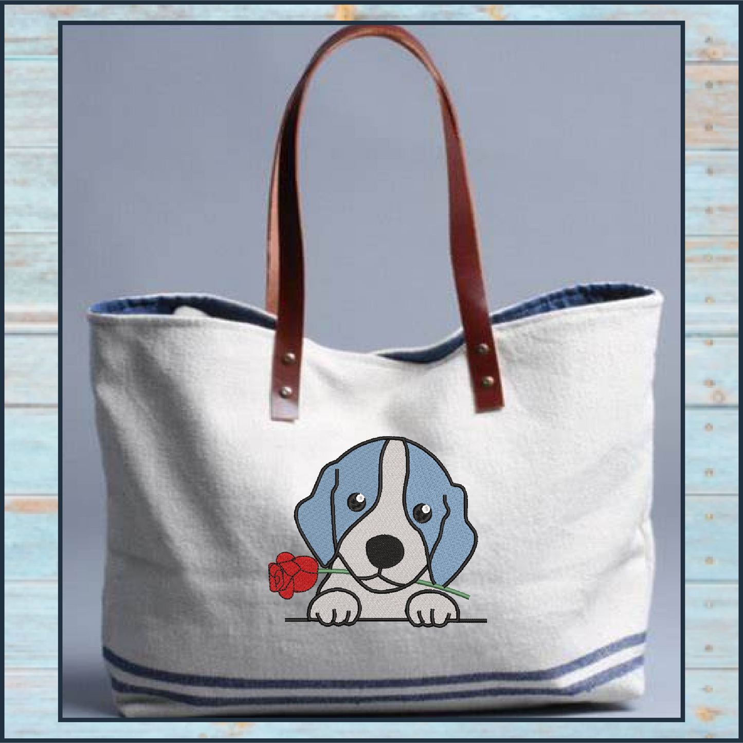 Beagle Puppy with Rose Machine Embroidery Design | Cute Dog Lover Pet Embroidery | Animal Design | 6 Sizes (0740)