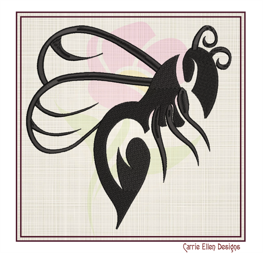 Bee Silhouette Machine Embroidery Design – Bumble Bee, Wasp & Hornet Outline Pattern – 10 Sizes (0116)