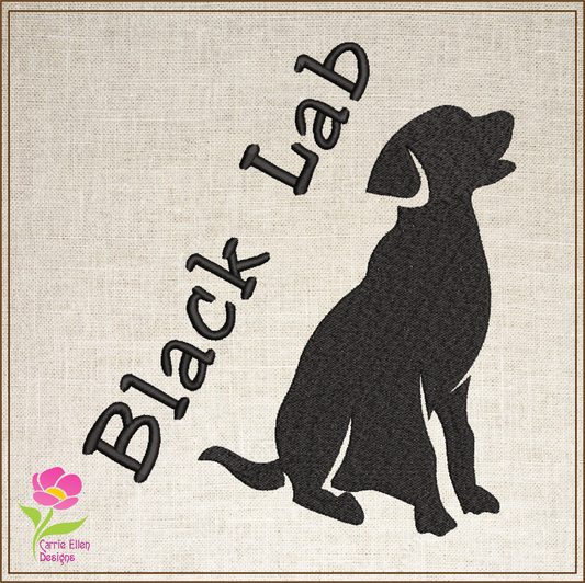 Black Lab Machine Embroidery Design – Labrador Retriever Dog Stitch File, Yellow Lab Option, 10 Sizes (0139)