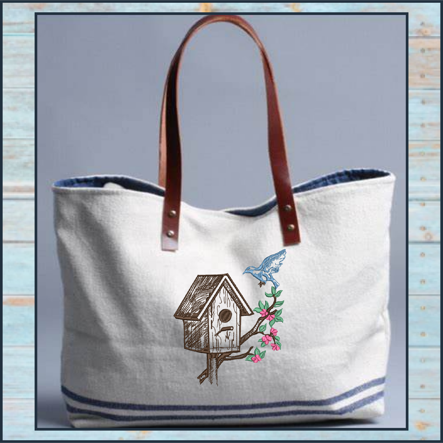 Blue Bird House Machine Embroidery Design | Bird Embroidery Pattern | Home & Garden Design | 6 Sizes (0737)