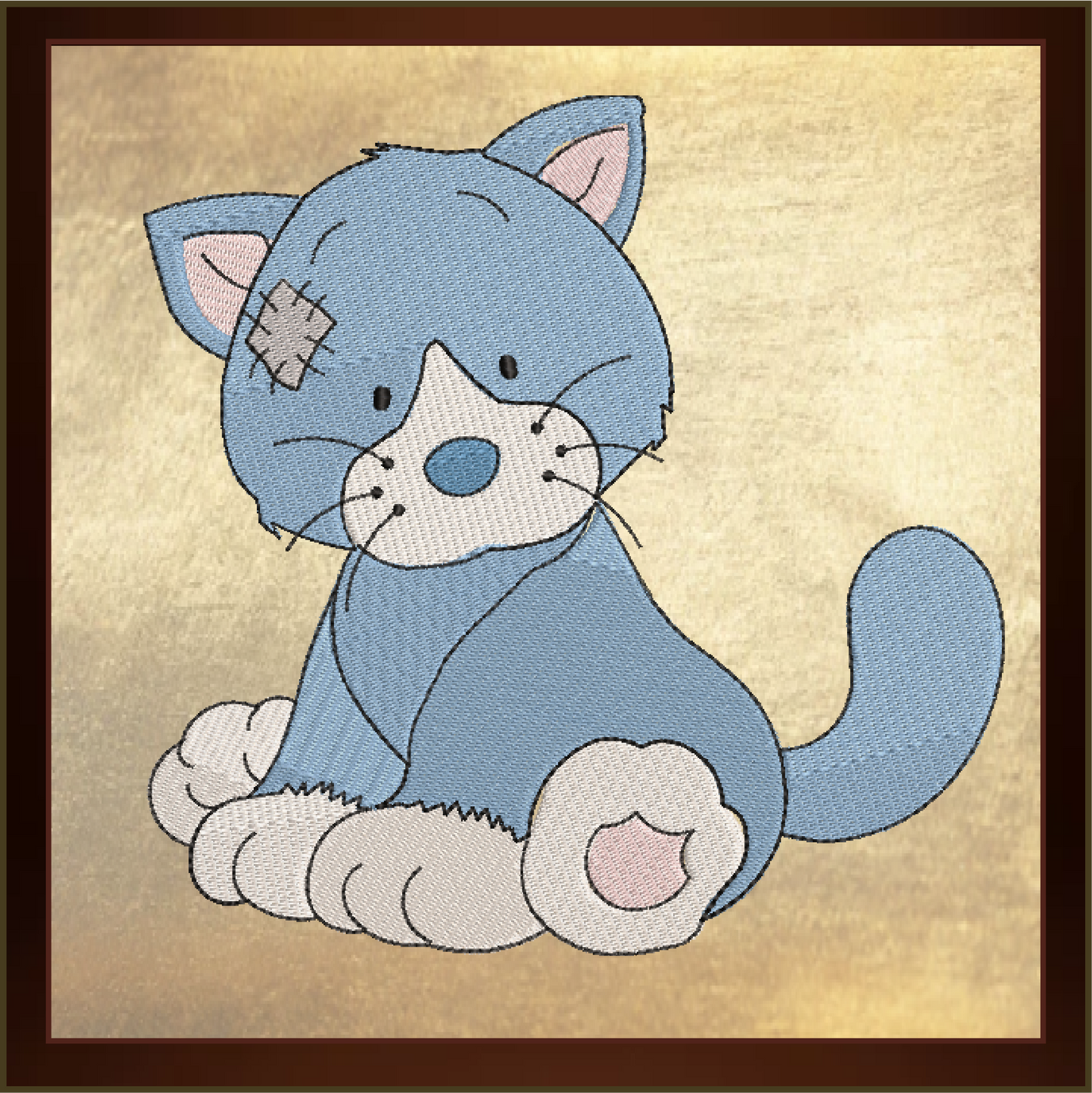 Toy Cat Machine Embroidery Design for Babies and Kids | Vintage Stuffed Animal Cat | Blue Nose Tatty Teddy Inspired | 6 Sizes (0227)