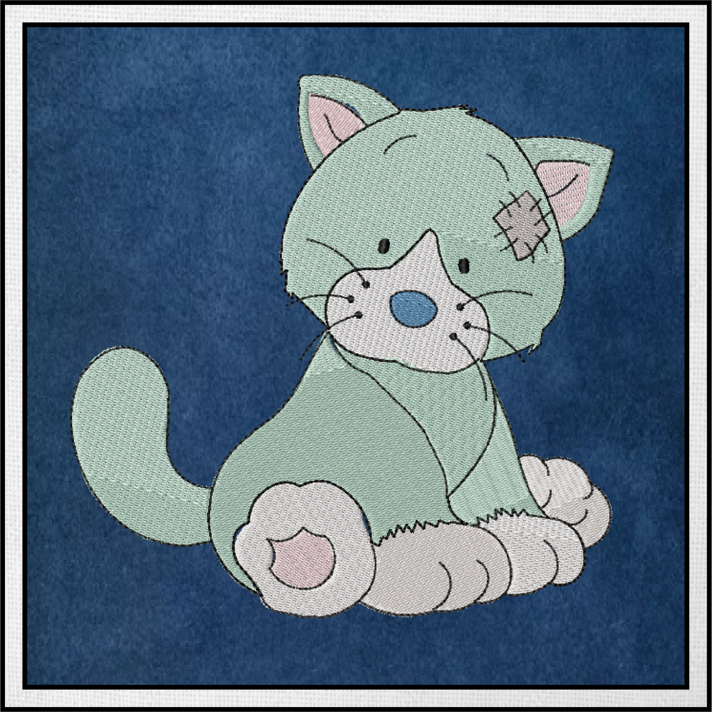 Toy Cat Machine Embroidery Design for Babies and Kids | Vintage Stuffed Animal Cat | Blue Nose Tatty Teddy Inspired | 6 Sizes (0227)