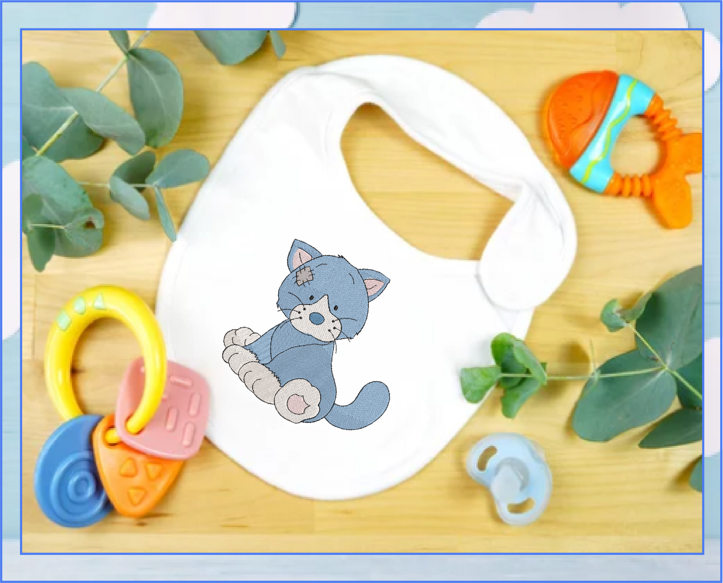 Toy Cat Machine Embroidery Design for Babies and Kids | Vintage Stuffed Animal Cat | Blue Nose Tatty Teddy Inspired | 6 Sizes (0227)