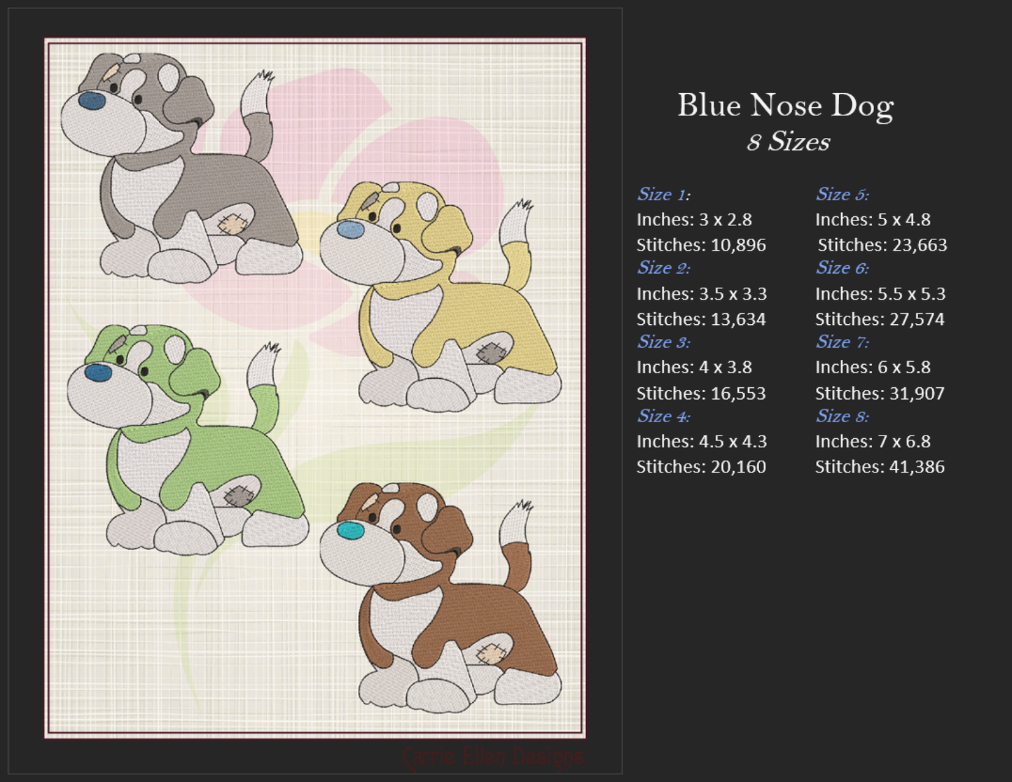 Stuffed Toy Dog Machine Embroidery Design for Babies and Kids | Vintage Plush Puppy Pattern | Blue Nose Tatty Teddy Inspired Design | 6 Sizes (0768)