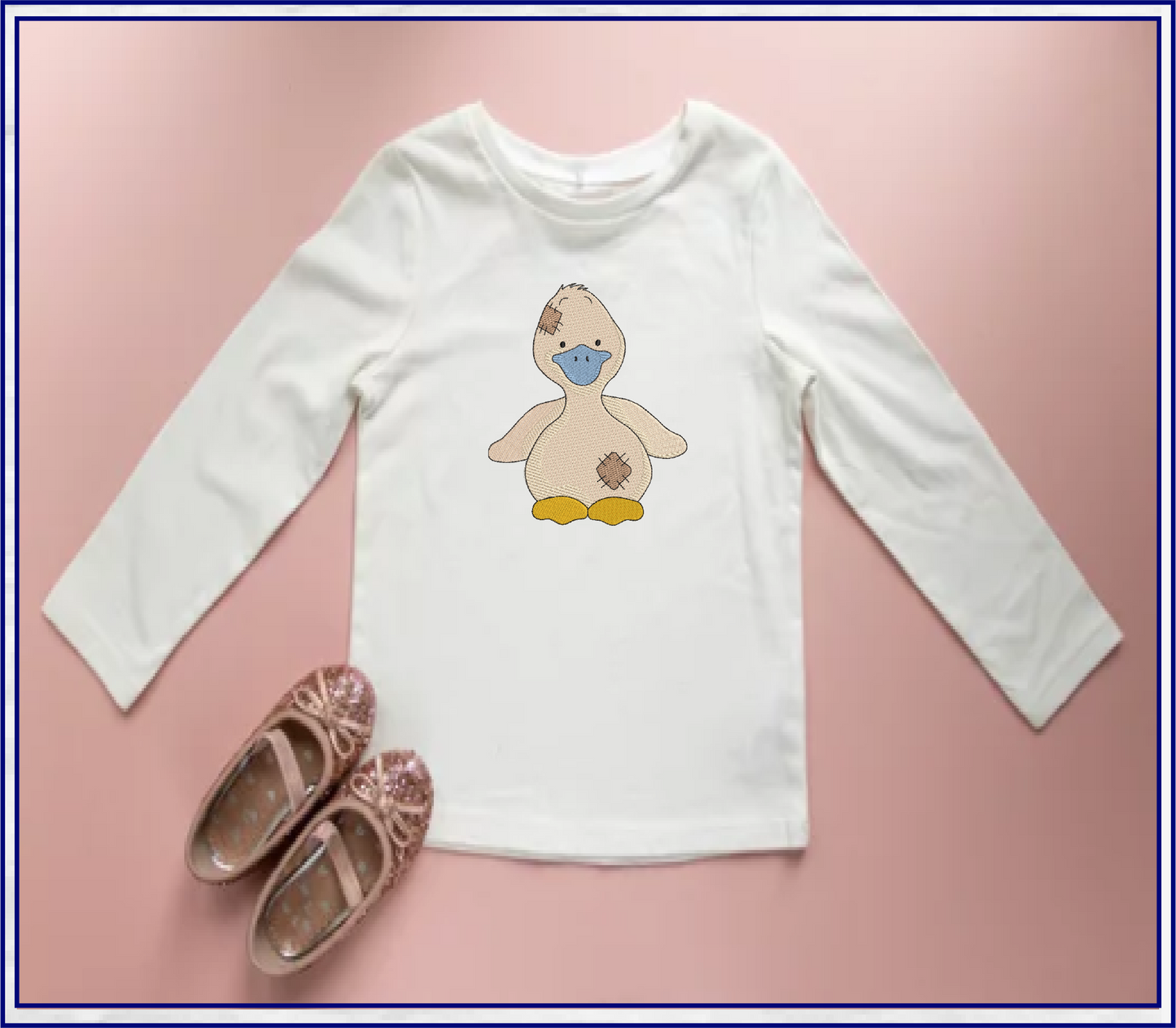 Toy Duckling Machine Embroidery Design for Babies and Kids | Old Stuffed Animal Embroidery Pattern | Blue Nose Tatty Teddy Style | 6 Sizes (0758)