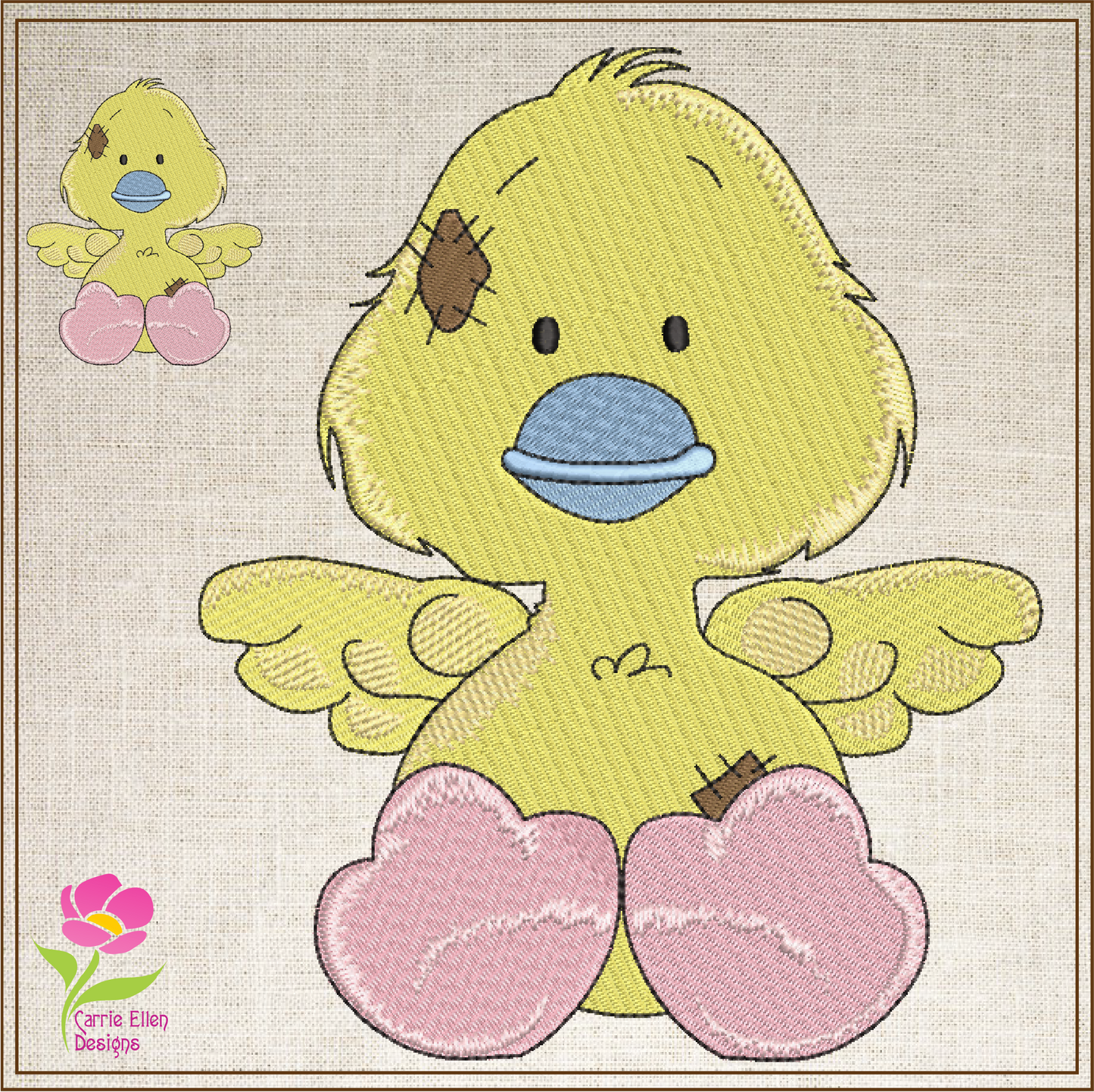 Toy Duckling Machine Embroidery Design for Babies and Kids | Vintage Stuffed Animal Embroidery Pattern | Blue Nose Tatty Teddy Inspired | 6 Sizes (0759)