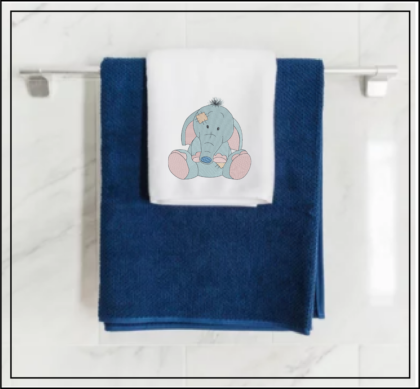 Toy Elephant Machine Embroidery Design for Babies and Kids | Vintage Stuffed Animal Pattern | Blue Nose Tatty Teddy Inspired Embroidery | 6 Sizes (0770)