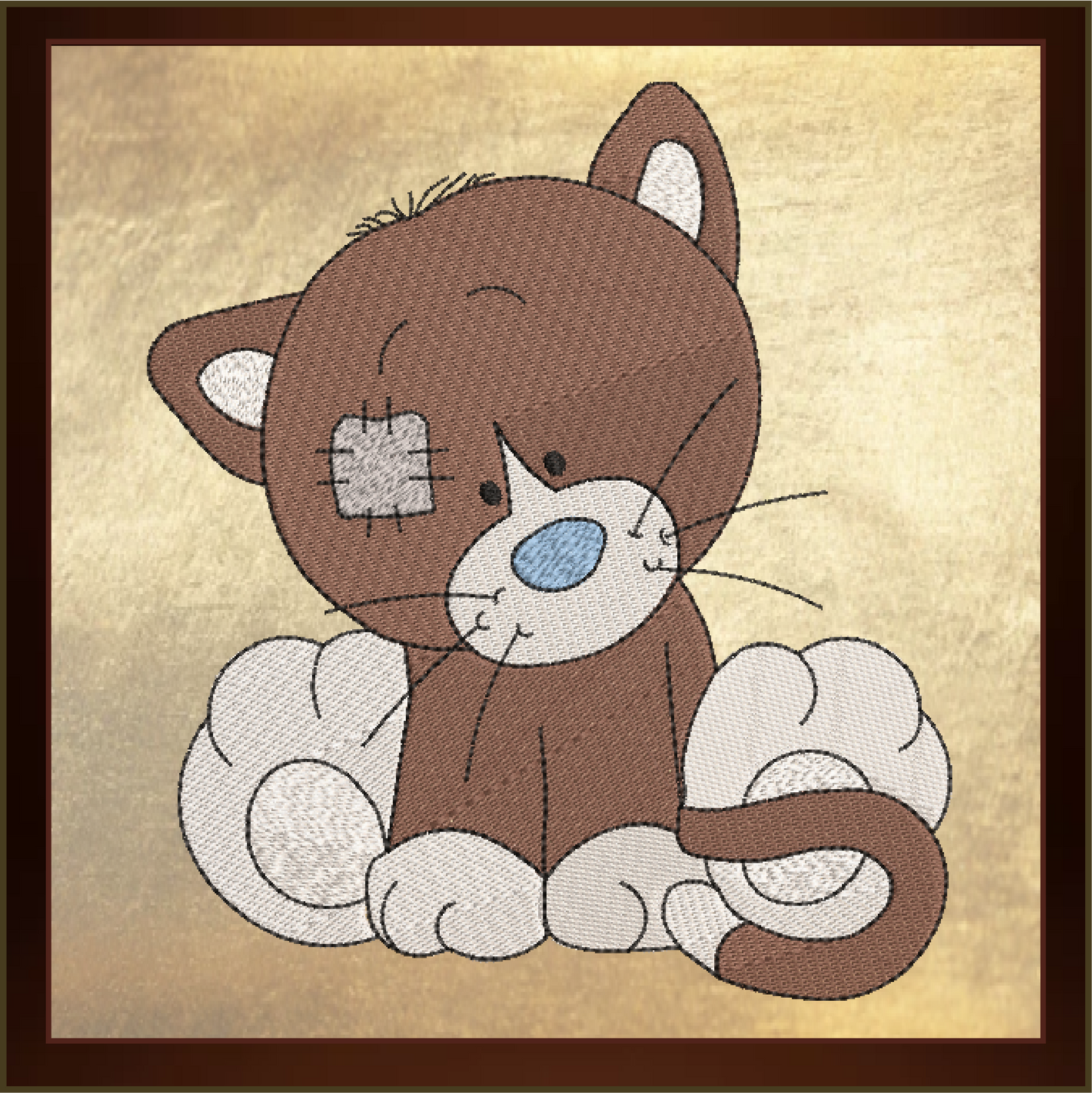 Toy Kitten Machine Embroidery Design for Babies and Kids | Vintage Stuffed Animal Kitten | Blue Nose Tatty Teddy Inspired | 6 Sizes (0237)