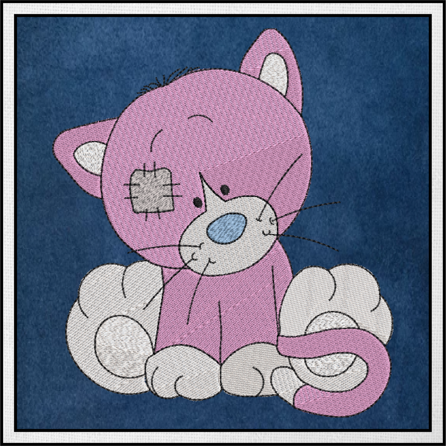 Toy Kitten Machine Embroidery Design for Babies and Kids | Vintage Stuffed Animal Kitten | Blue Nose Tatty Teddy Inspired | 6 Sizes (0237)