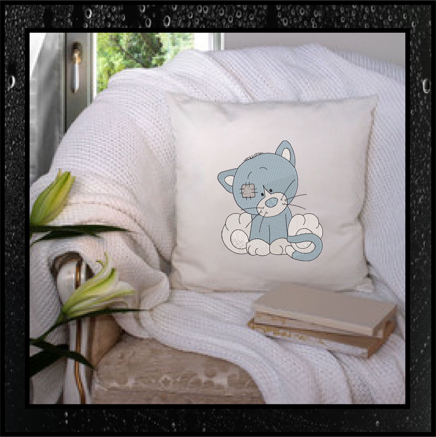 Toy Kitten Machine Embroidery Design for Babies and Kids | Vintage Stuffed Animal Kitten | Blue Nose Tatty Teddy Inspired | 6 Sizes (0237)