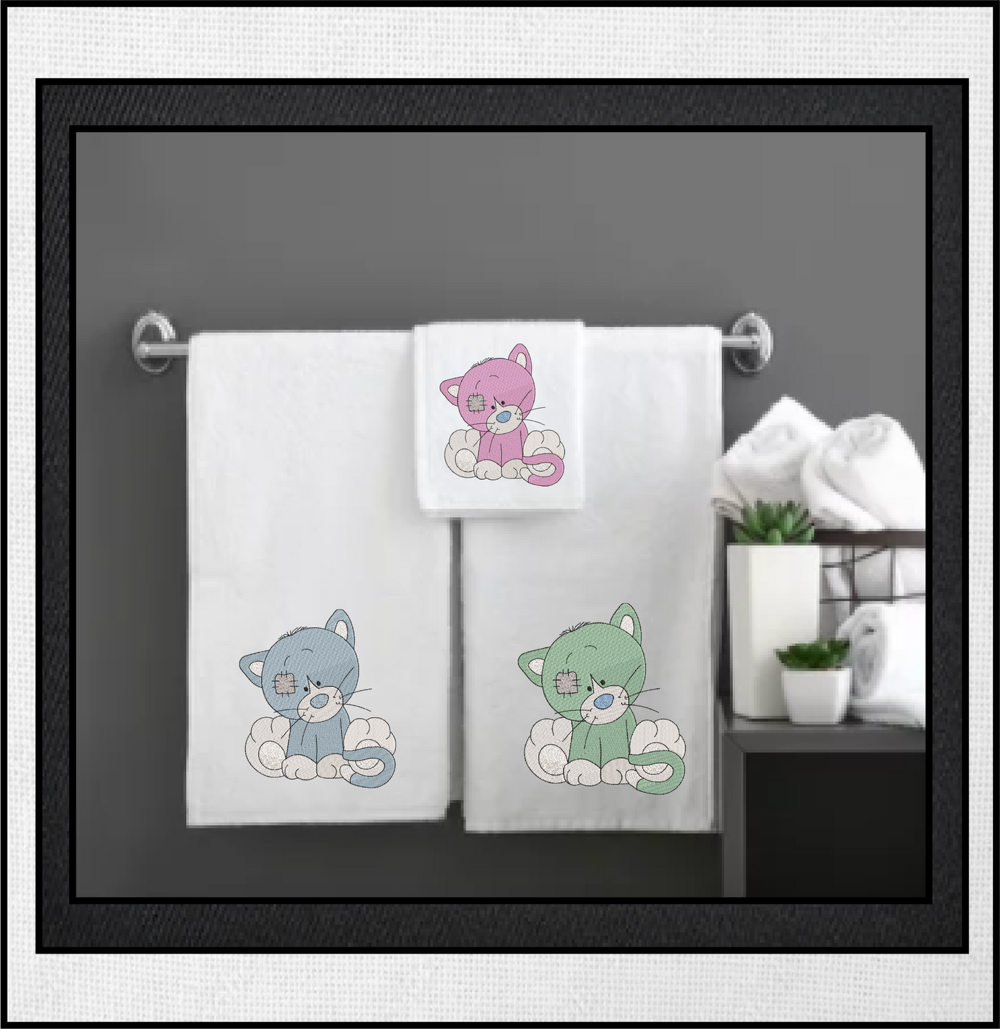 Toy Kitten Machine Embroidery Design for Babies and Kids | Vintage Stuffed Animal Kitten | Blue Nose Tatty Teddy Inspired | 6 Sizes (0237)