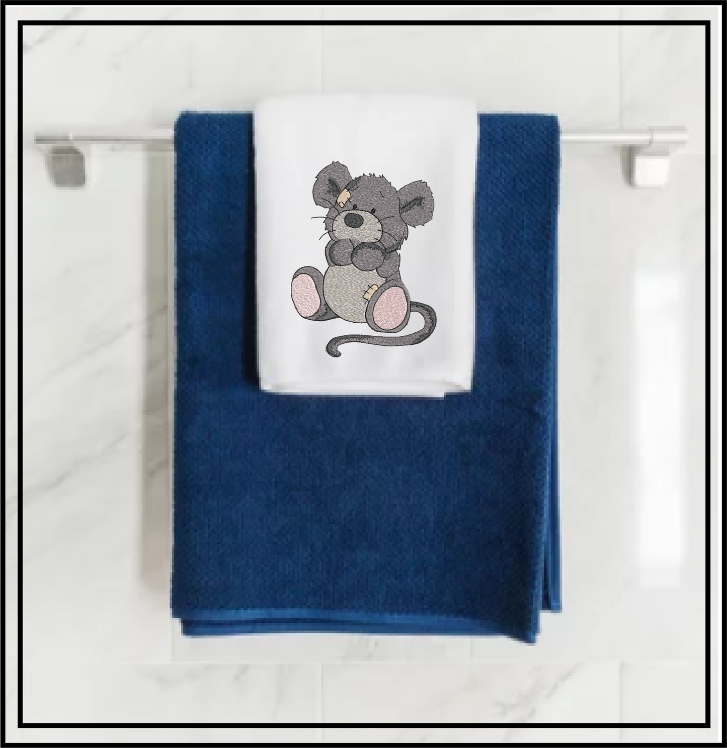 Toy Stuffed Mouse Machine Embroidery Design for Babies and Kids | Vintage Plush Mouse Pattern | Blue Nose Tatty Teddy Inspired | 8 Sizes (0763)