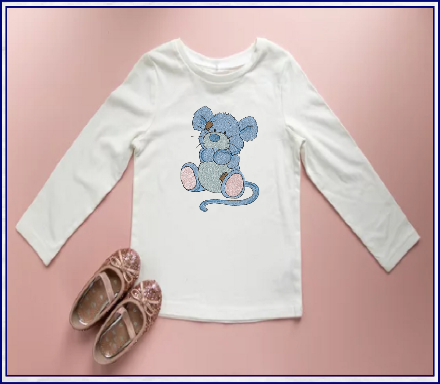 Toy Stuffed Mouse Machine Embroidery Design for Babies and Kids | Vintage Plush Mouse Pattern | Blue Nose Tatty Teddy Inspired | 8 Sizes (0763)