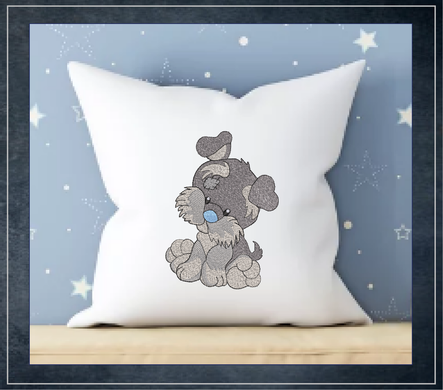 Toy Yorkie Machine Embroidery Design for Babies and Kids | Stuffed Yorkshire Terrier Plush Animal | Blue Nose Tatty Teddy Inspired | 8 Sizes (0786)