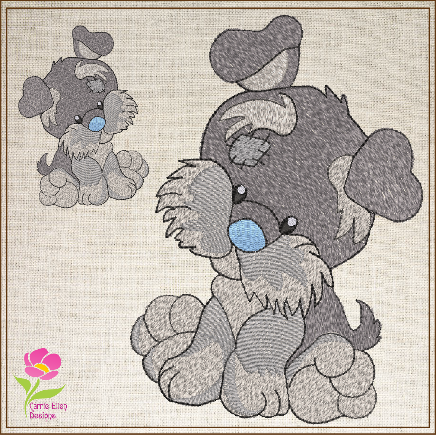 Toy Yorkie Machine Embroidery Design for Babies and Kids | Stuffed Yorkshire Terrier Plush Animal | Blue Nose Tatty Teddy Inspired | 8 Sizes (0786)