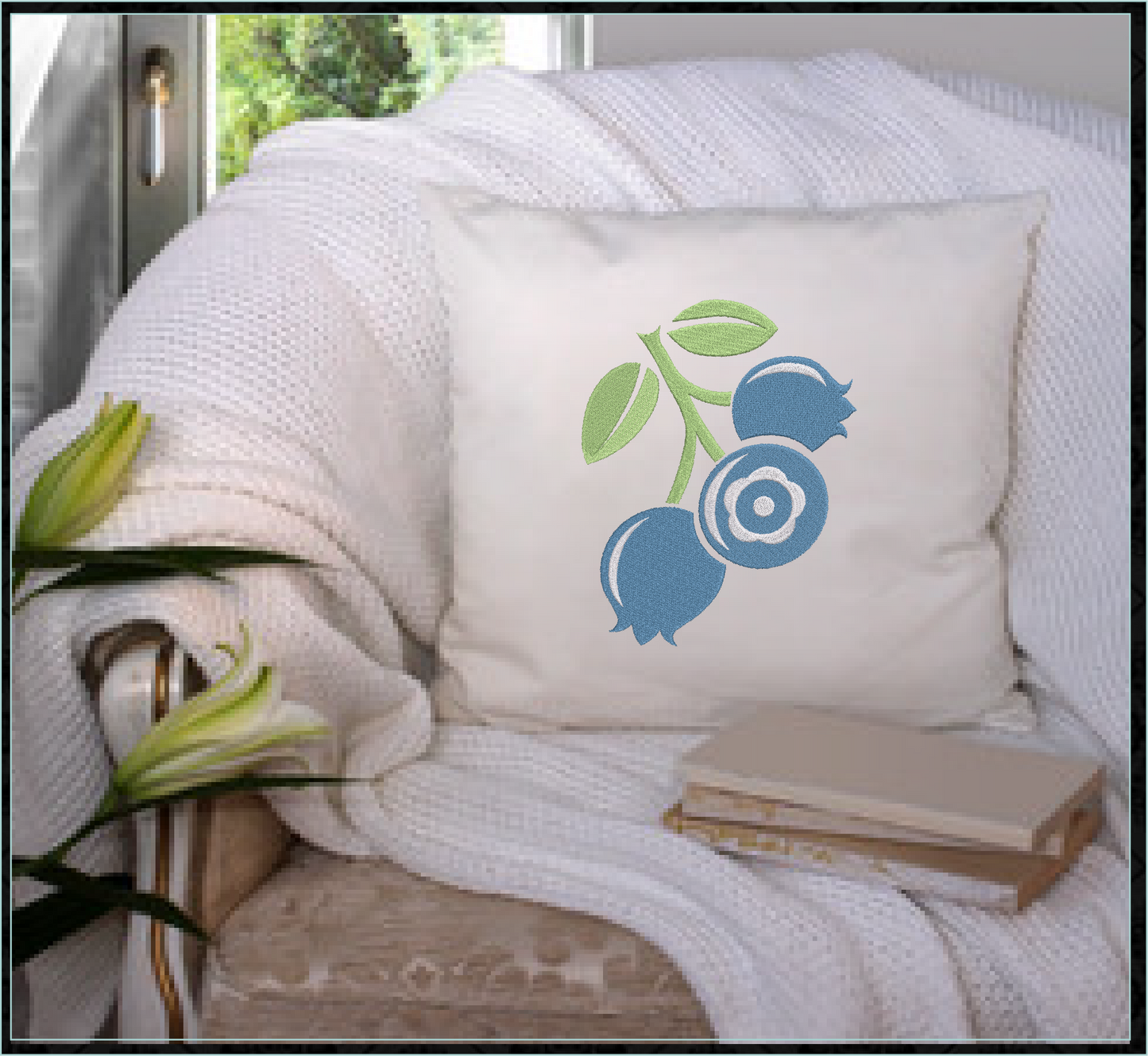 Blueberries Machine Embroidery Design | Summer Orchard Fruit Embroidery | Digital Fruit Stitch Design | 8 Sizes (0980)