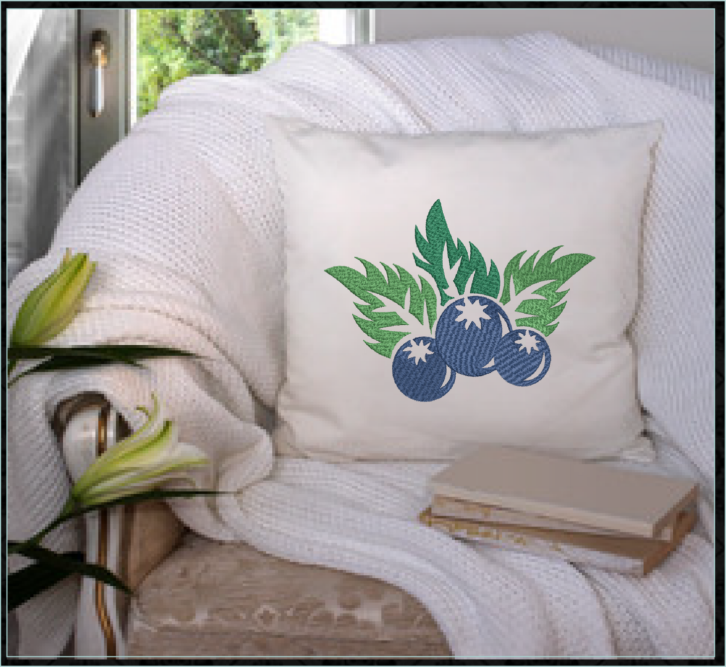 Blueberries Machine Embroidery Design | Orchard Fruit Summer Embroidery | Digital Fruit Stitch Design | 8 Sizes (0981)
