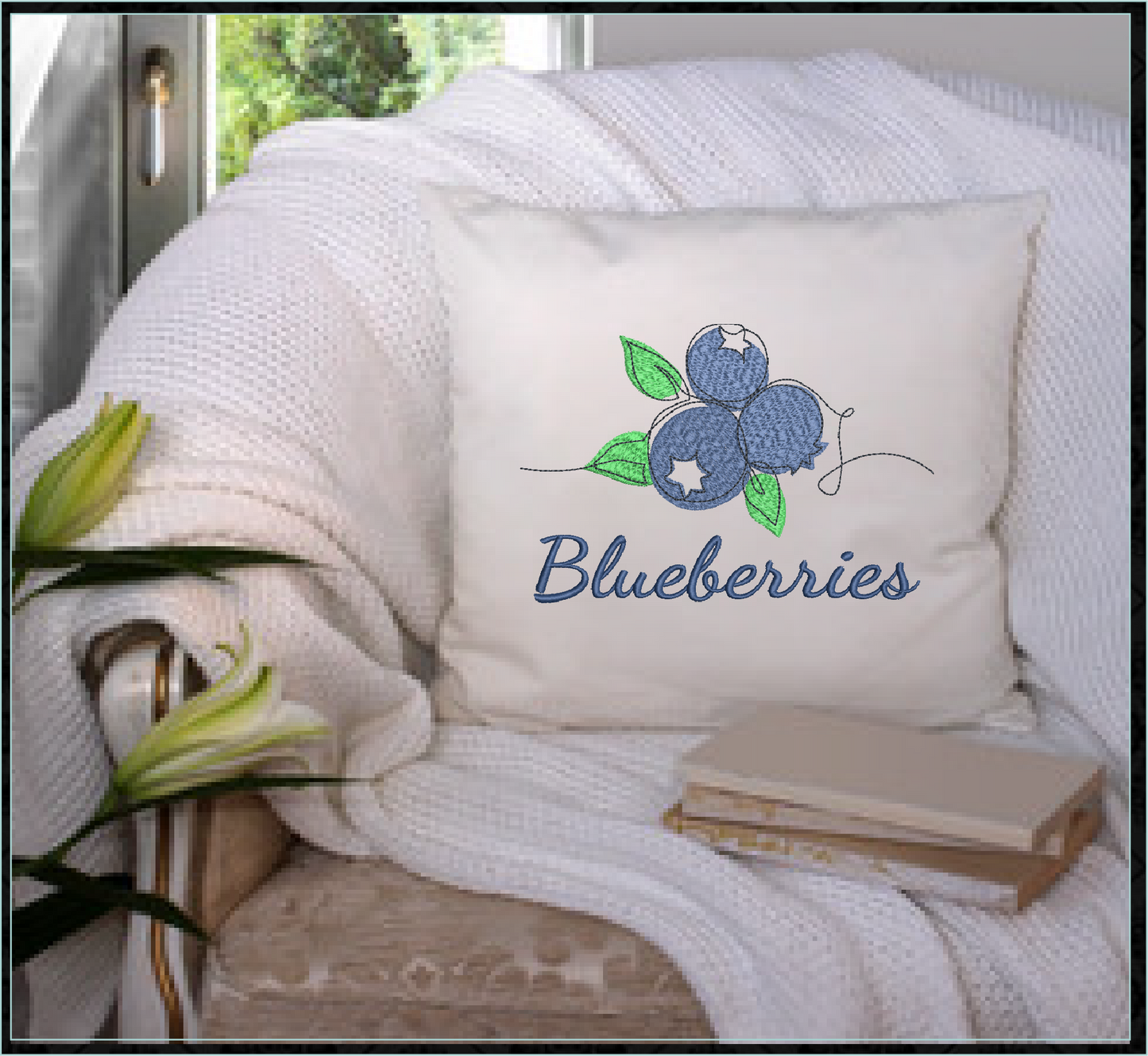 Blueberries Machine Embroidery Design | Summer Orchard Fruit Embroidery | Digital Blueberry Stitch Pattern | 8 Sizes (0982)
