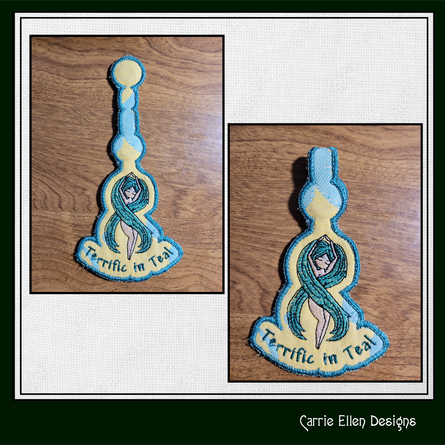 Terrific In Teal Magnetic ITH Bookmark | Ovarian Cancer Awareness | Machine Embroidery Design (1333)