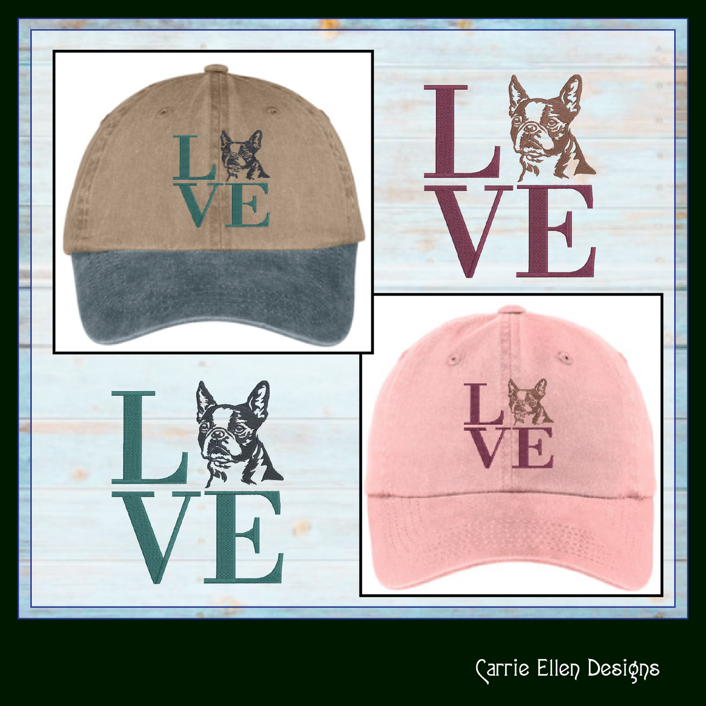 Boston Terrier LOVE Block Dog Machine Embroidery Design – Dog Lover Pattern – 6 Sizes (1187)
