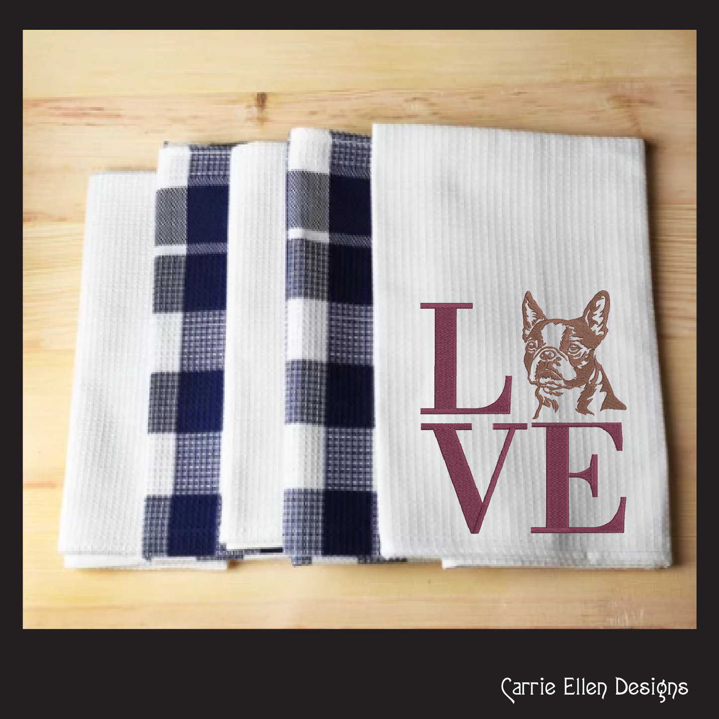 Boston Terrier LOVE Block Dog Machine Embroidery Design – Dog Lover Pattern – 6 Sizes (1187)