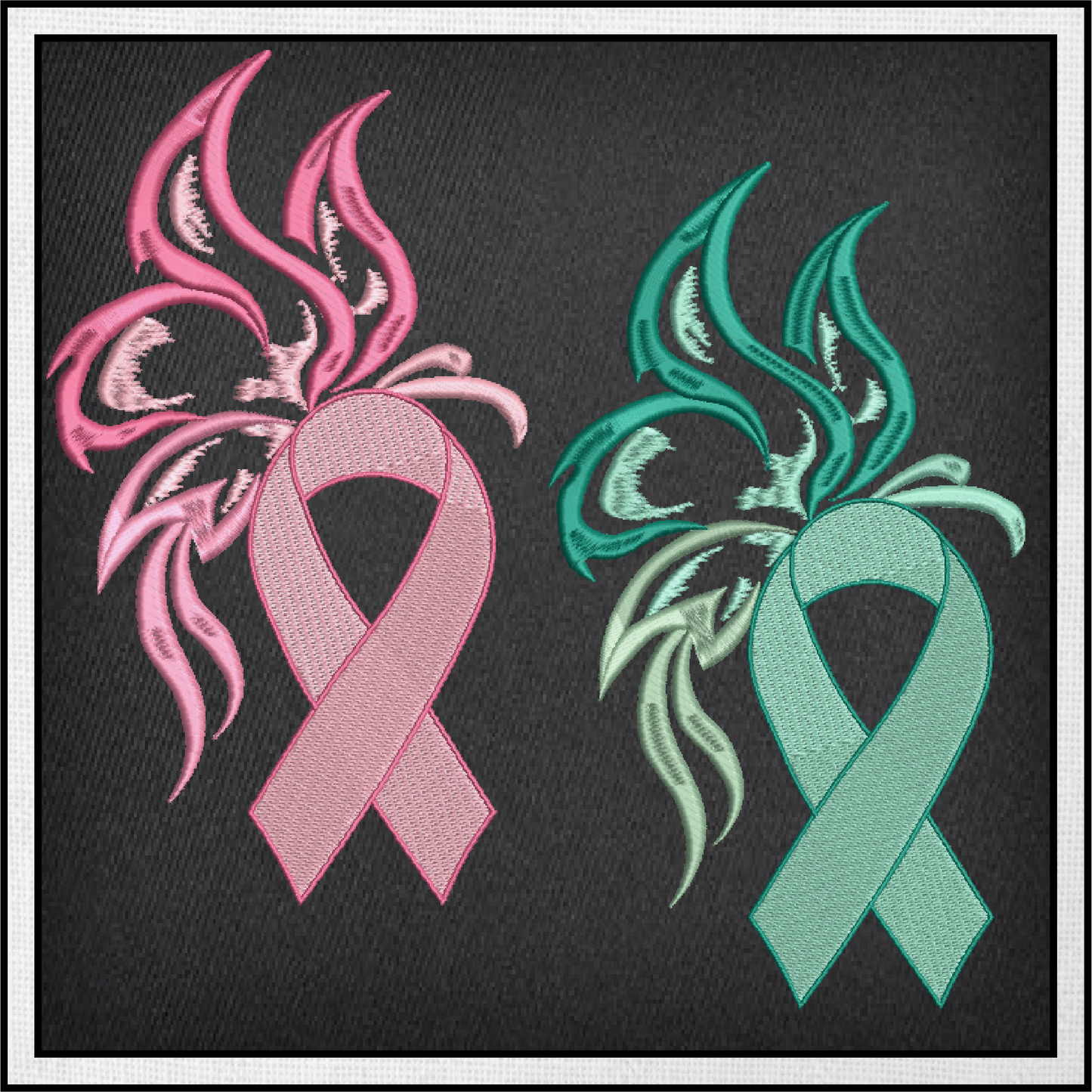 Breast Cancer Awareness Machine Embroidery, Teal Ovarian Cancer Ribbon Butterfly Embroidery, Pink Ribbon Butterfly Design, 8 Sizes (0363)